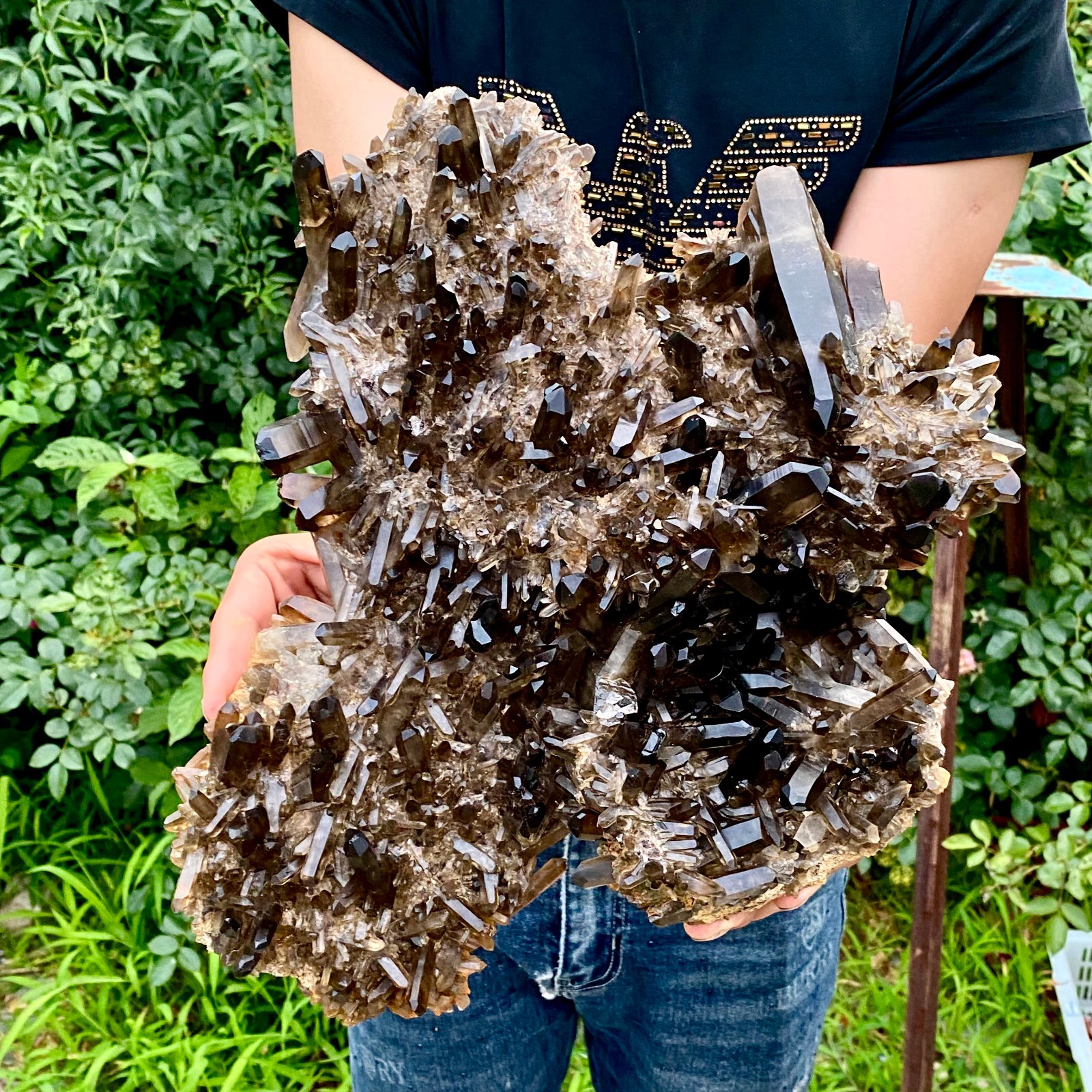10.8LB Natural Tea black Crystal quartz Cluster Mineral Specimen Healing reiki