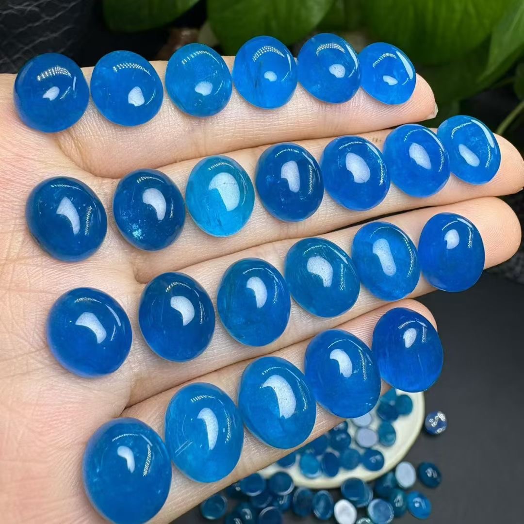 New natural blue phosphorite oval ring bezel, size: 10x12mm