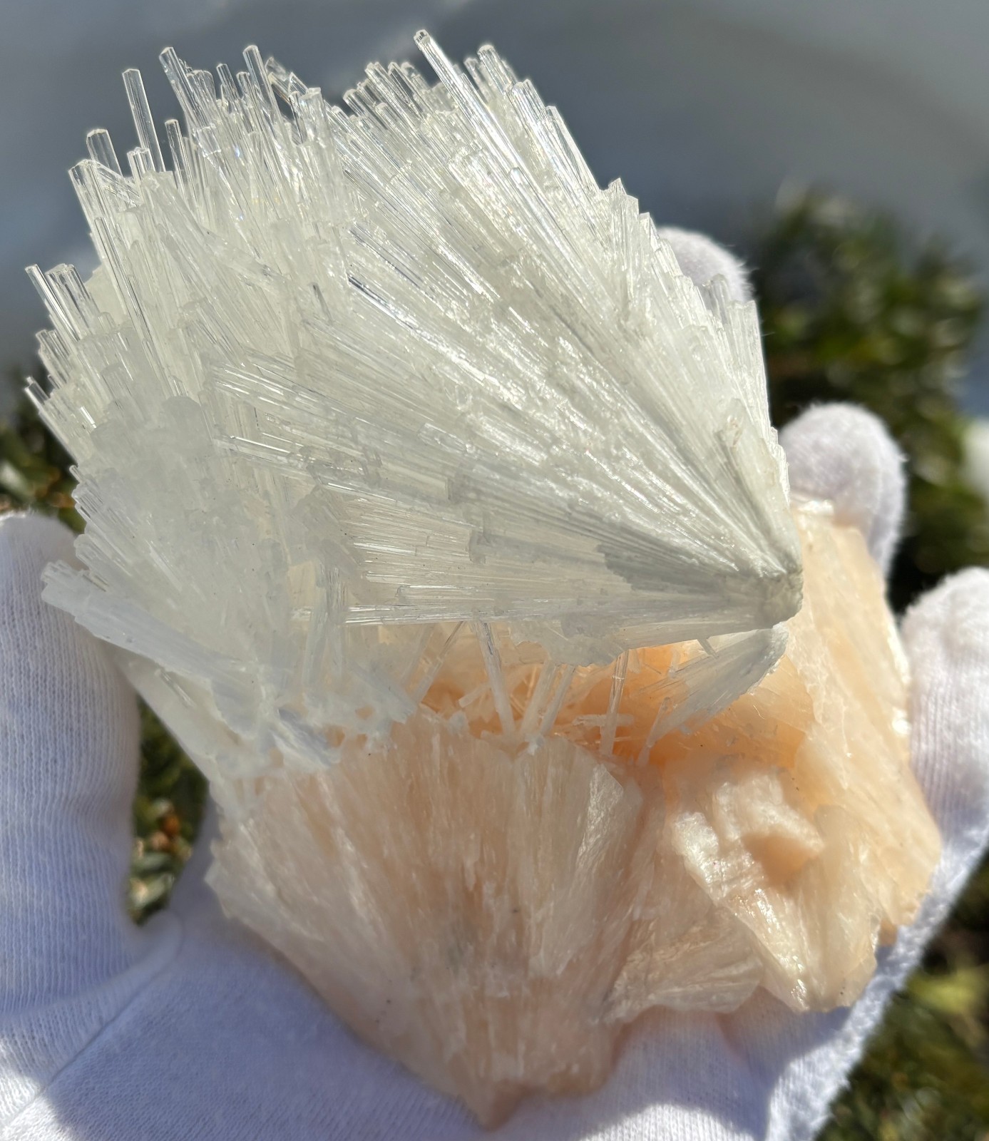 USA SALE 262g 4.3″ x 3.3″ LARGE SCOLECITE STILBITE SPECIMEN Fan/Blades/Spray