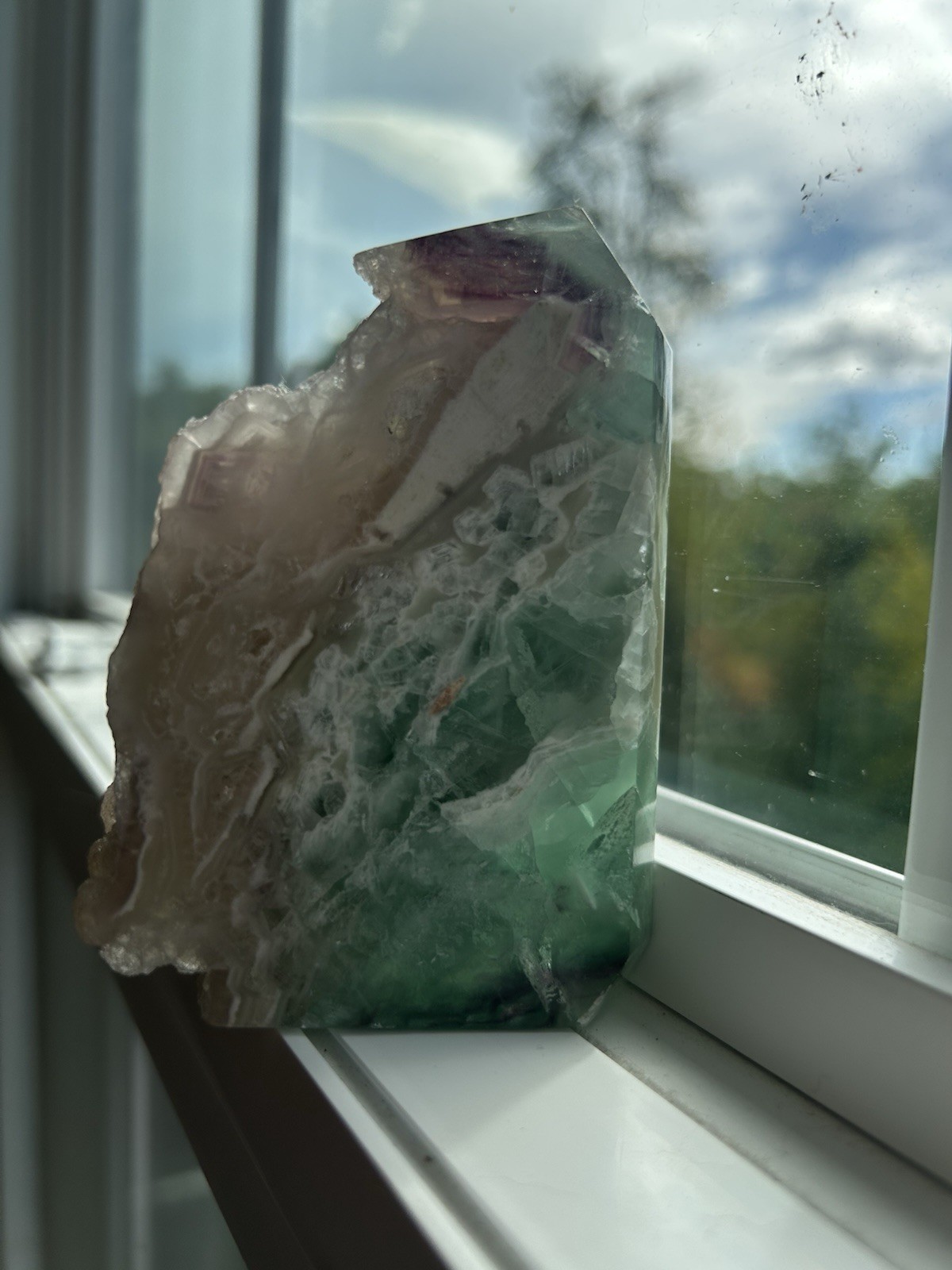 Rainbow Fluorite Tower Rough Cut Druzy Flourite Obelisk