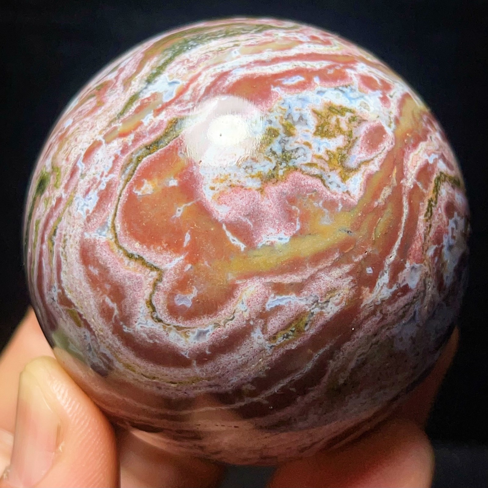TOP 290G Natural Ocean Jasper Sphere Crystal Healing L7908