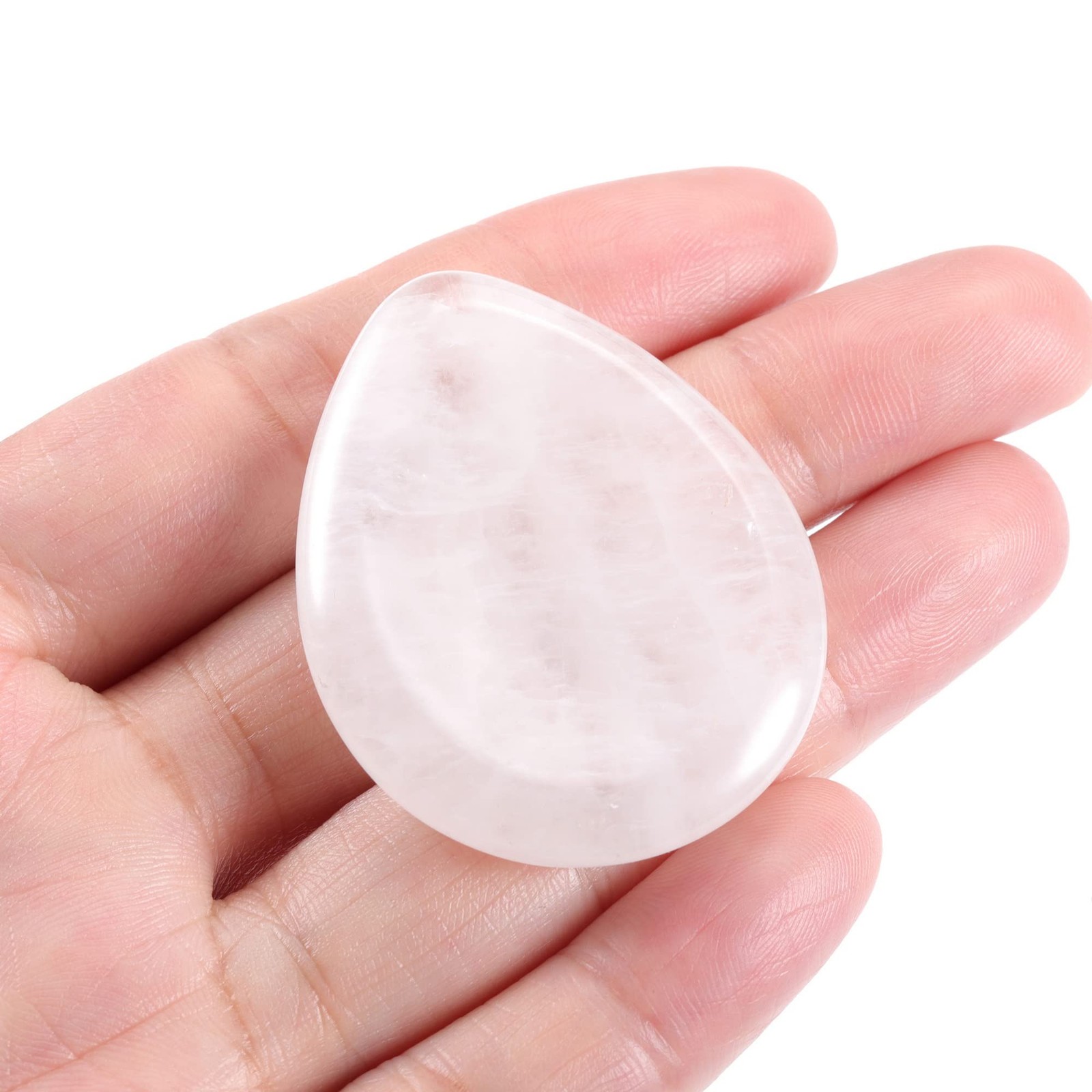Clear Quartz Worry Stone for Anxiety Relief – Polished Healing Crystal Therapy