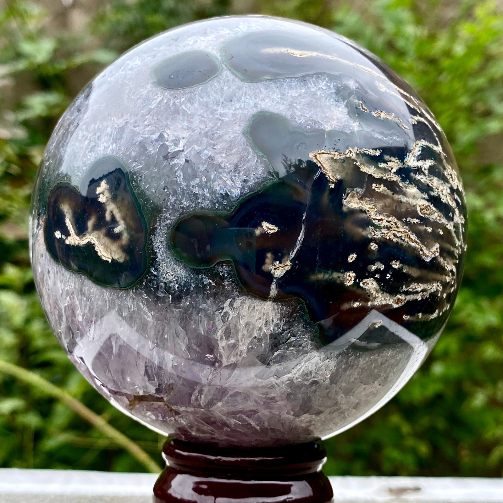 2.6LB Amethyst Agate Sphere Polished Healing Crystal Ball Home Feng Shui Ornam