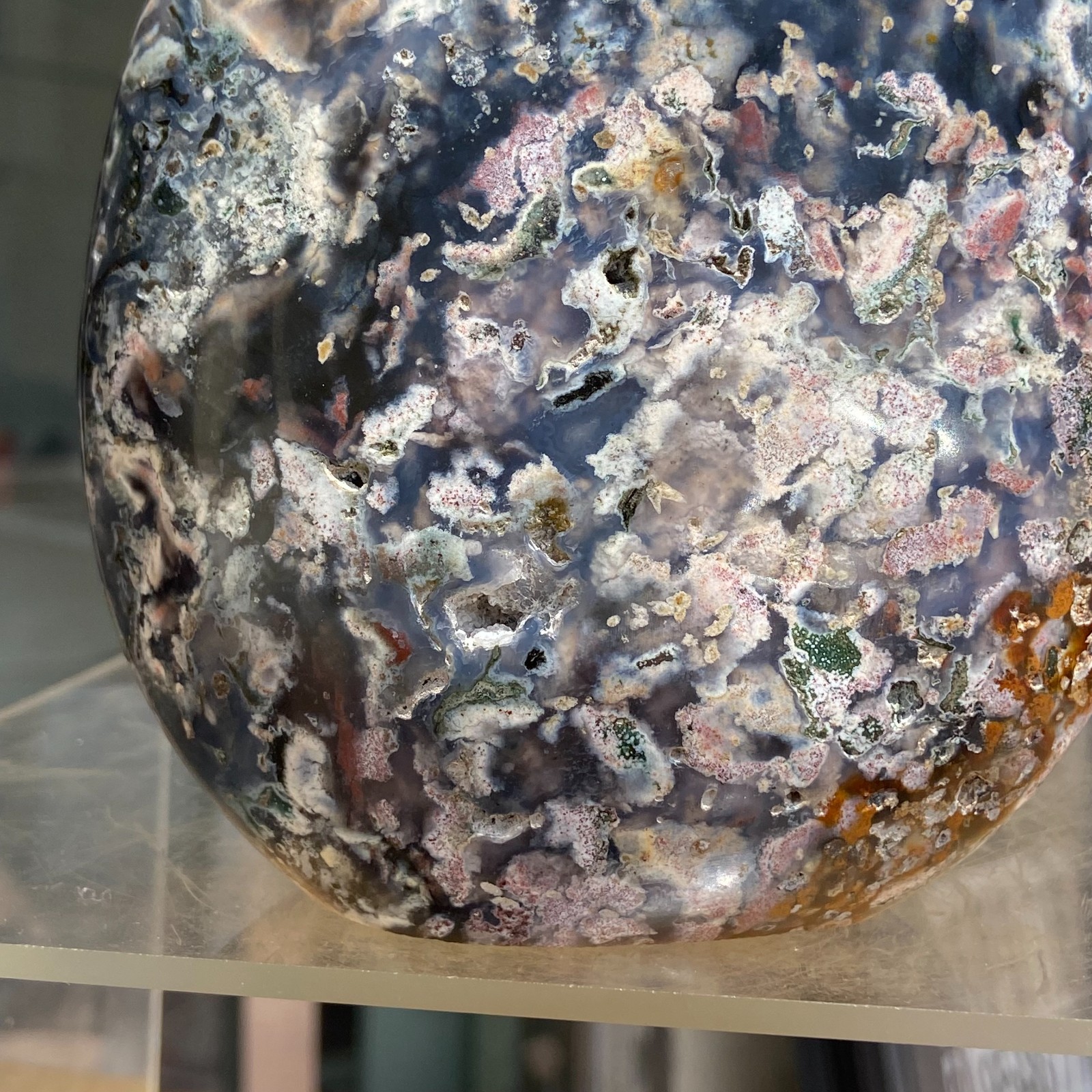 3.17LB Natural Colourful Ocean Jasper Crystal Display Specimen Healing