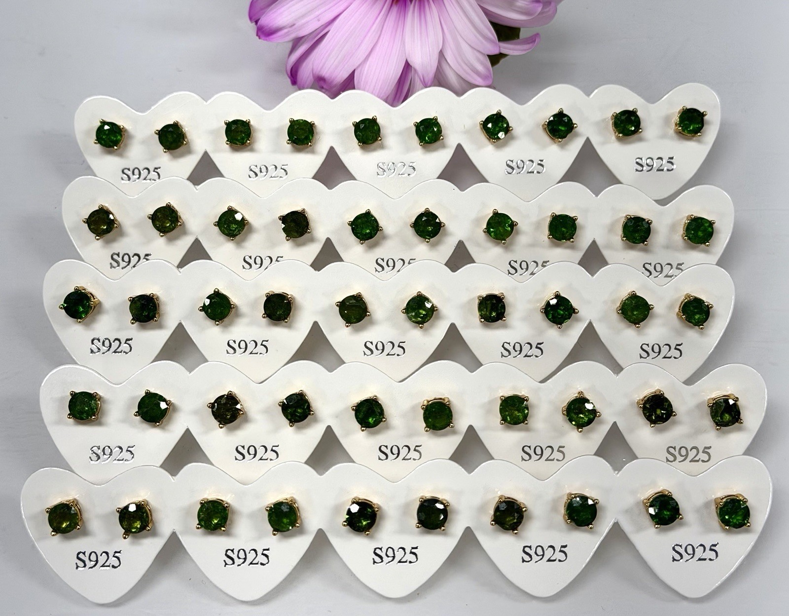Wholesale 5 Pairs Natural Diopside Stud Earring 5mm