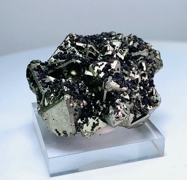 PYRITE OCTAHEDRAL CRYSTALS with MICRO SPHALERITE XLS. from PERU….HUANZALA MINE