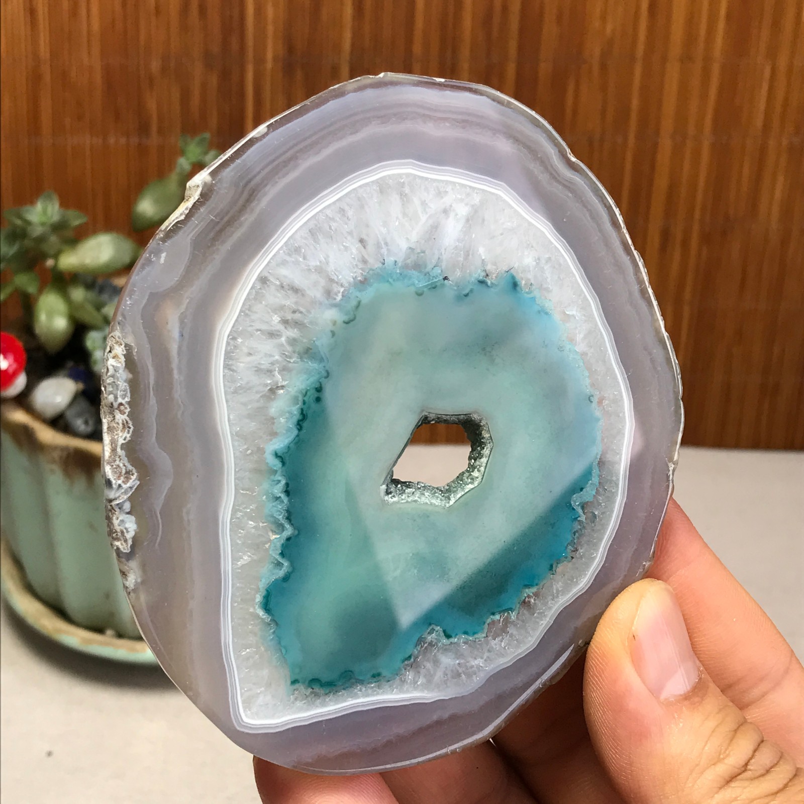 96mm Natural agate Slab/Slice quartz crystal pictographic specimen 94g A3088