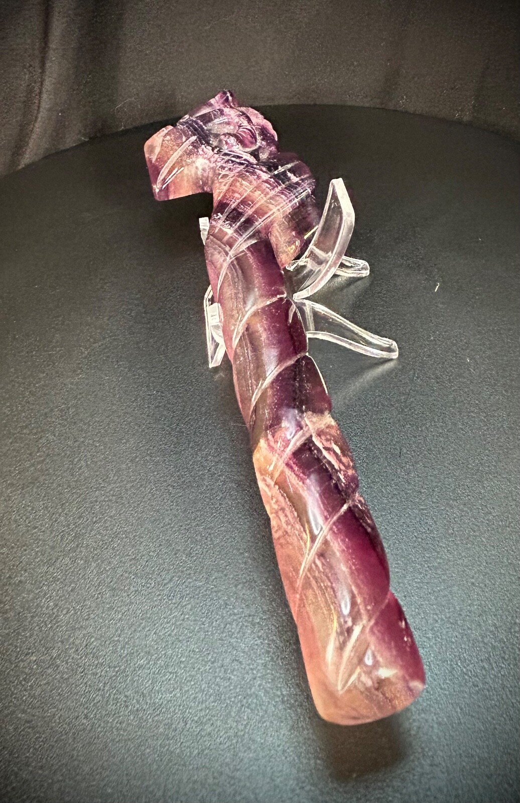 7.75″ Rainbow Fluorite Dragon Wand With Acrylic Stand 8.3oz
