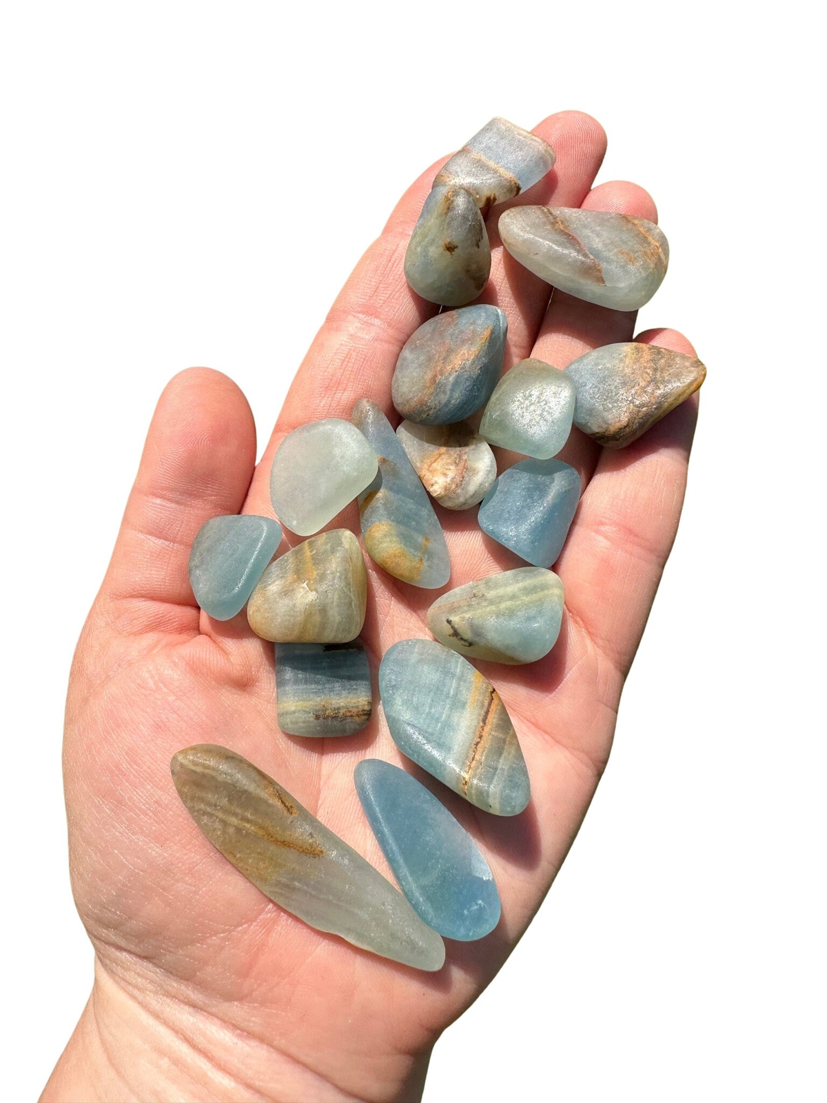 Lemurian Aquatine Calcite (Tumbled, Not Polished), Blue Calcite from Argentina