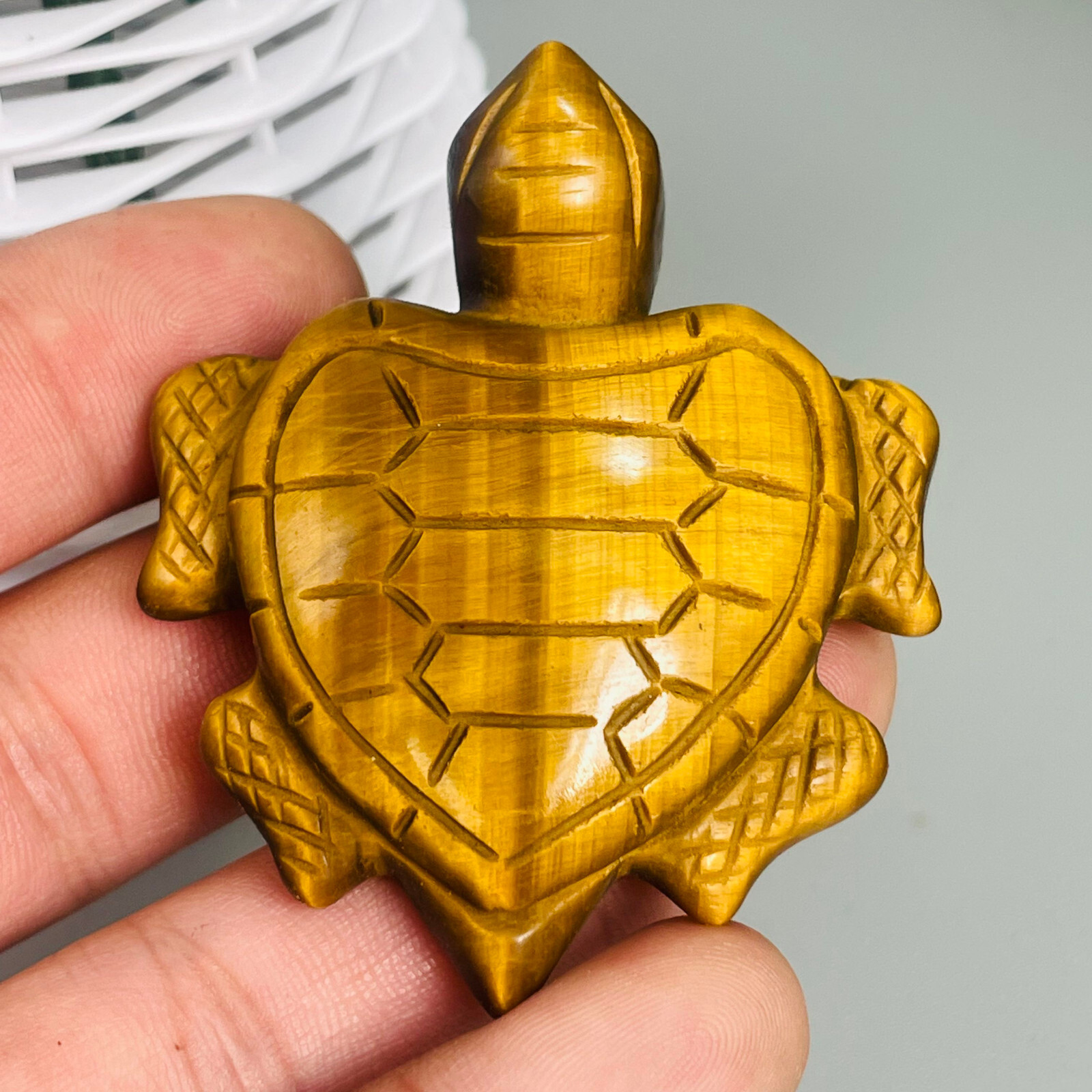 Natural Tiger eye tortoise Quartz Skull Crystal Specimen Reiki Healing Gift 1PC