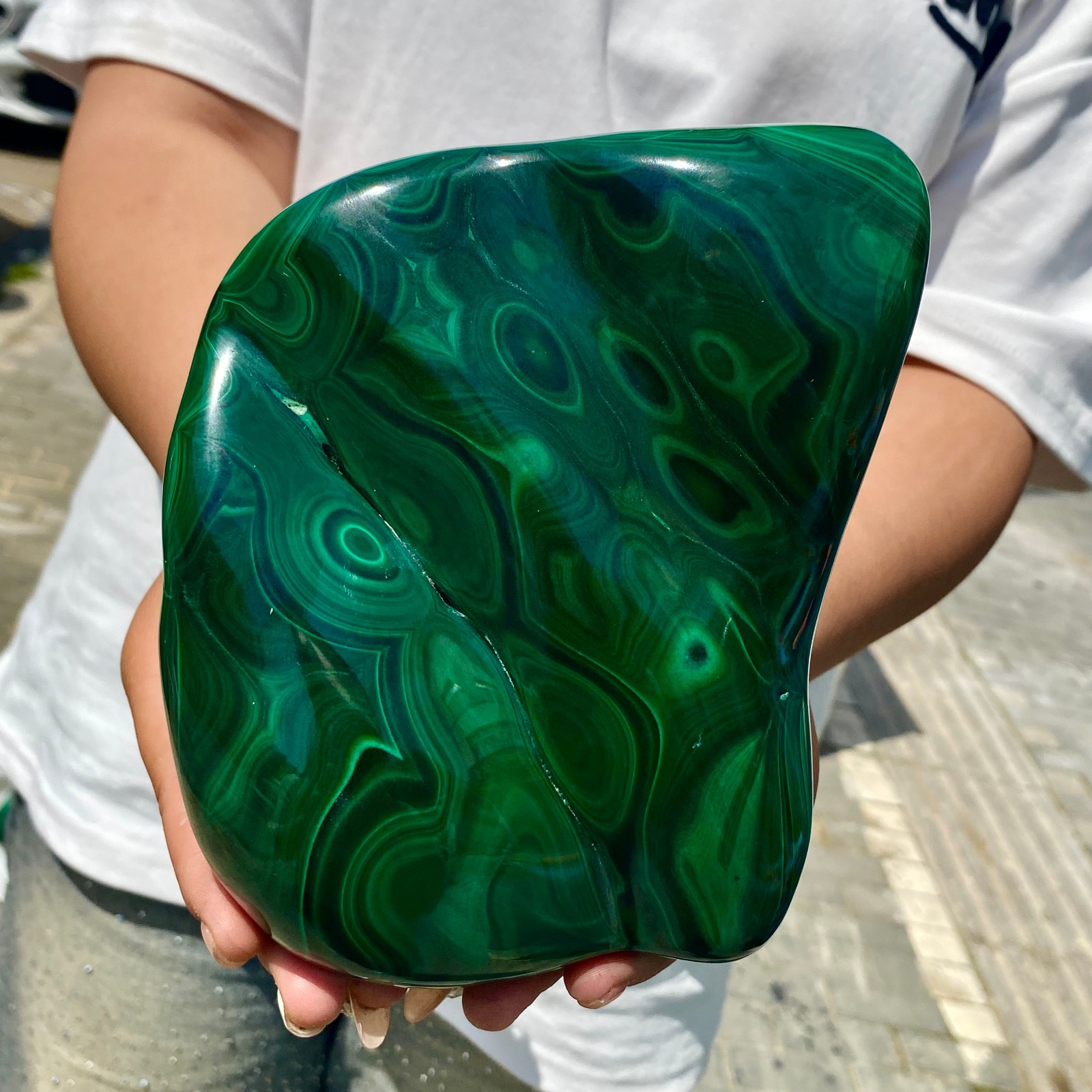 5.4LB Natural glossy Malachite transparent cluster rough mineral sample