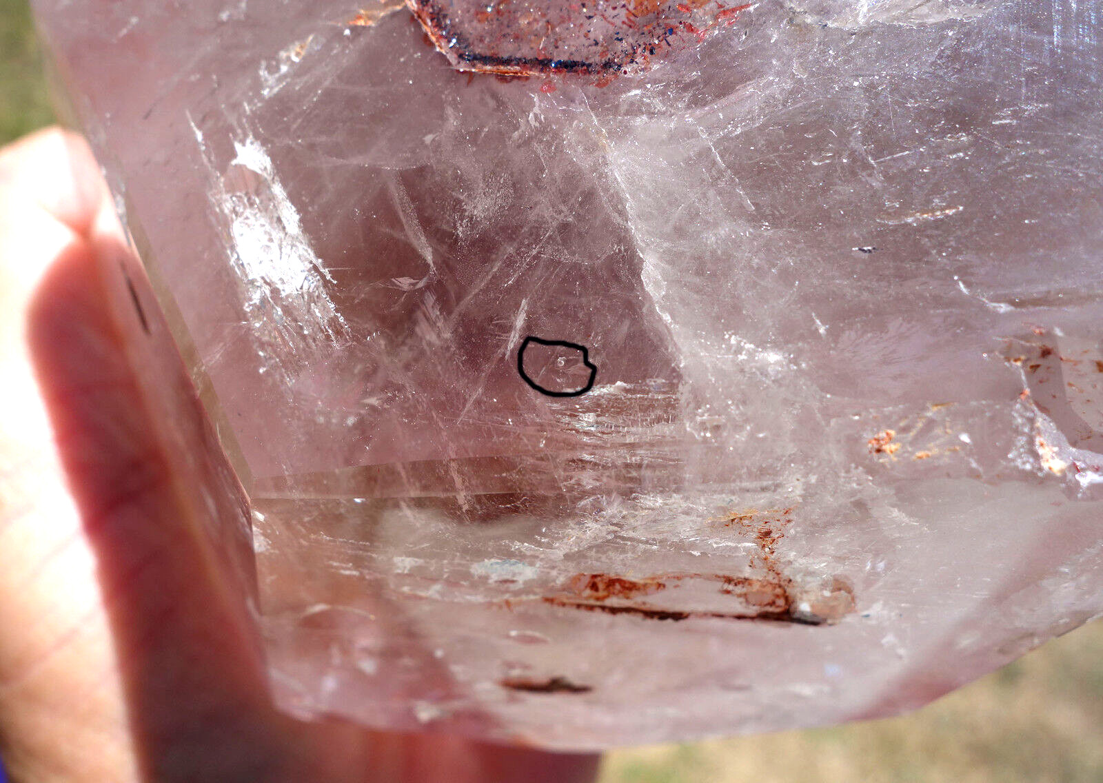 Amethyst Elestial ENHYDRO Water Bubble a RED CLAY Quartz Crystal Point For Sale
