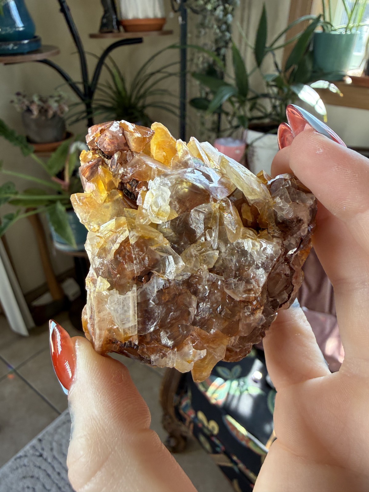 Rare Iridescent Orange Calcite Crystal Cluster – Hengyang, Hunan, China – 7.05oz