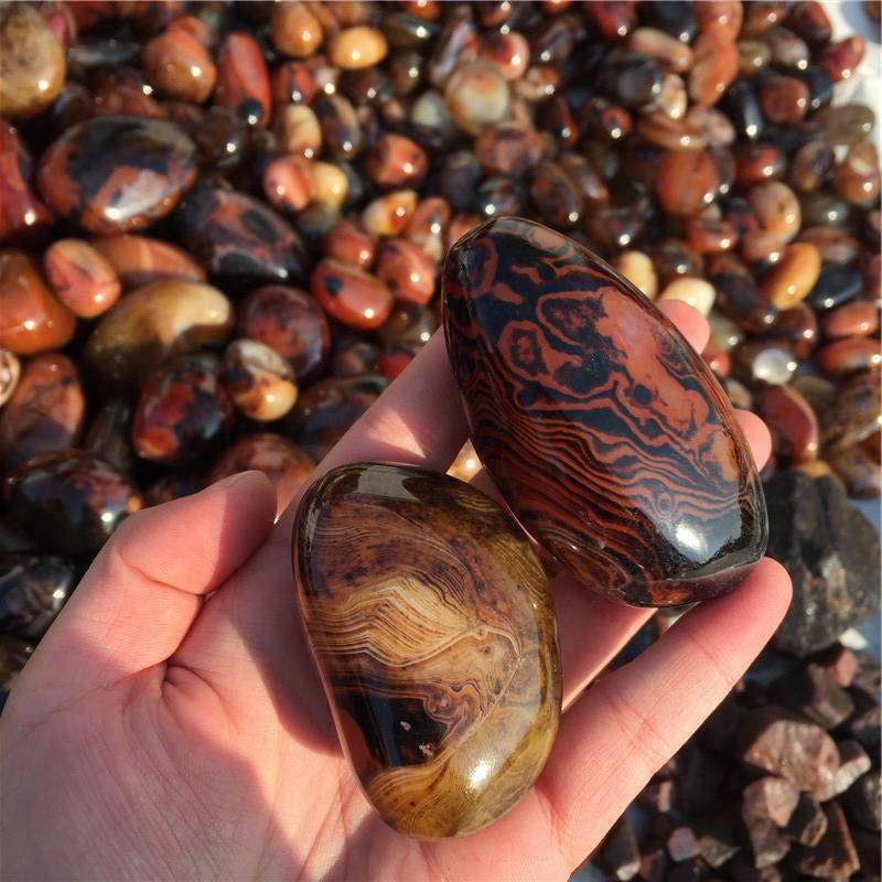 20-150G Natural Polished Silk Banded Lace Agate Crystal Sardonyx Carnelian Stone