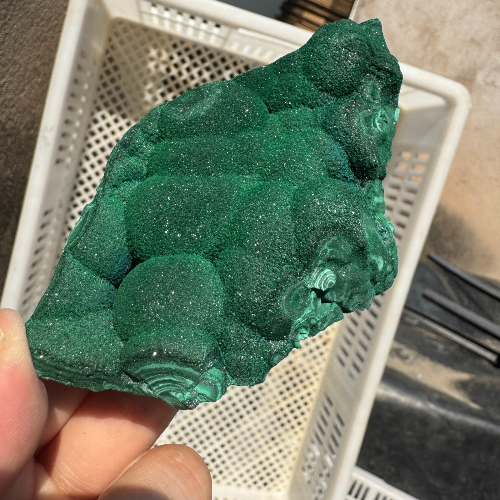 205G Natural glossy Malachite transparent cluster rough mineral sample