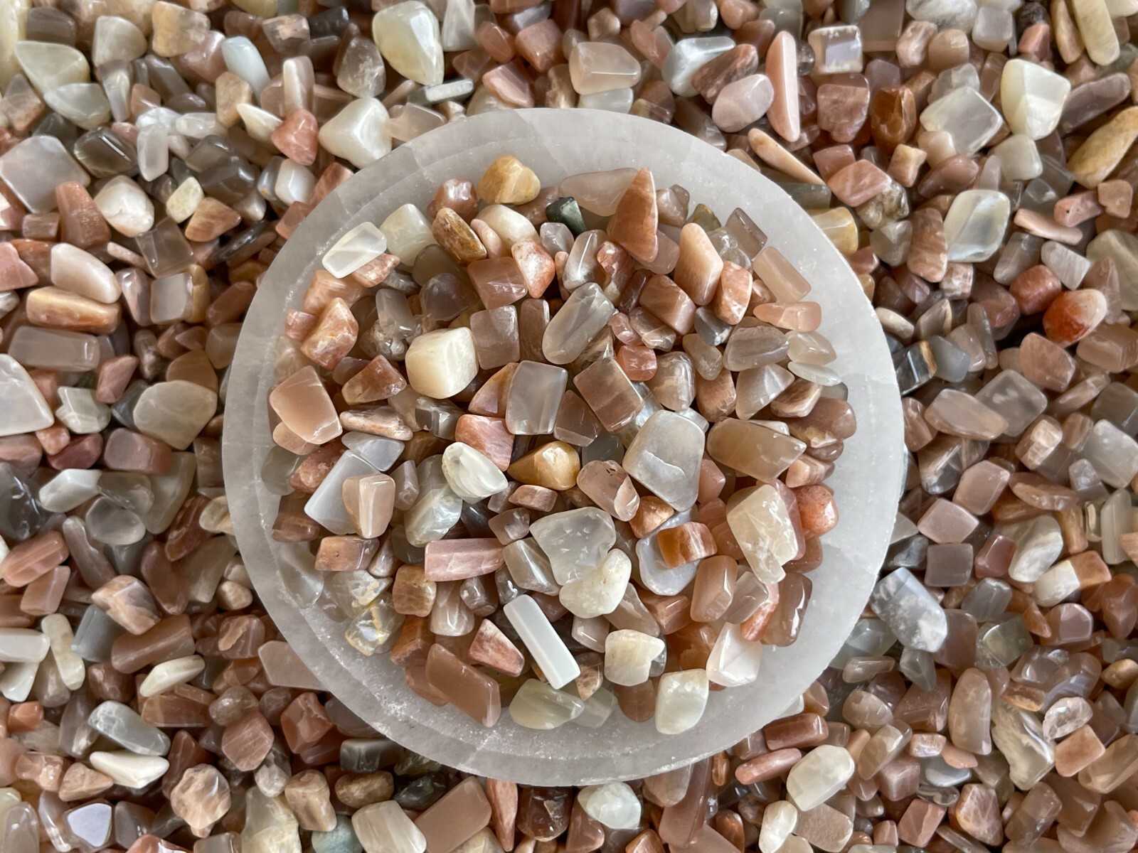 Grade A++ Multi Peach Moonstone Tumbled Gemstone Chips 4-15mm,Wholesale Bulk Lot