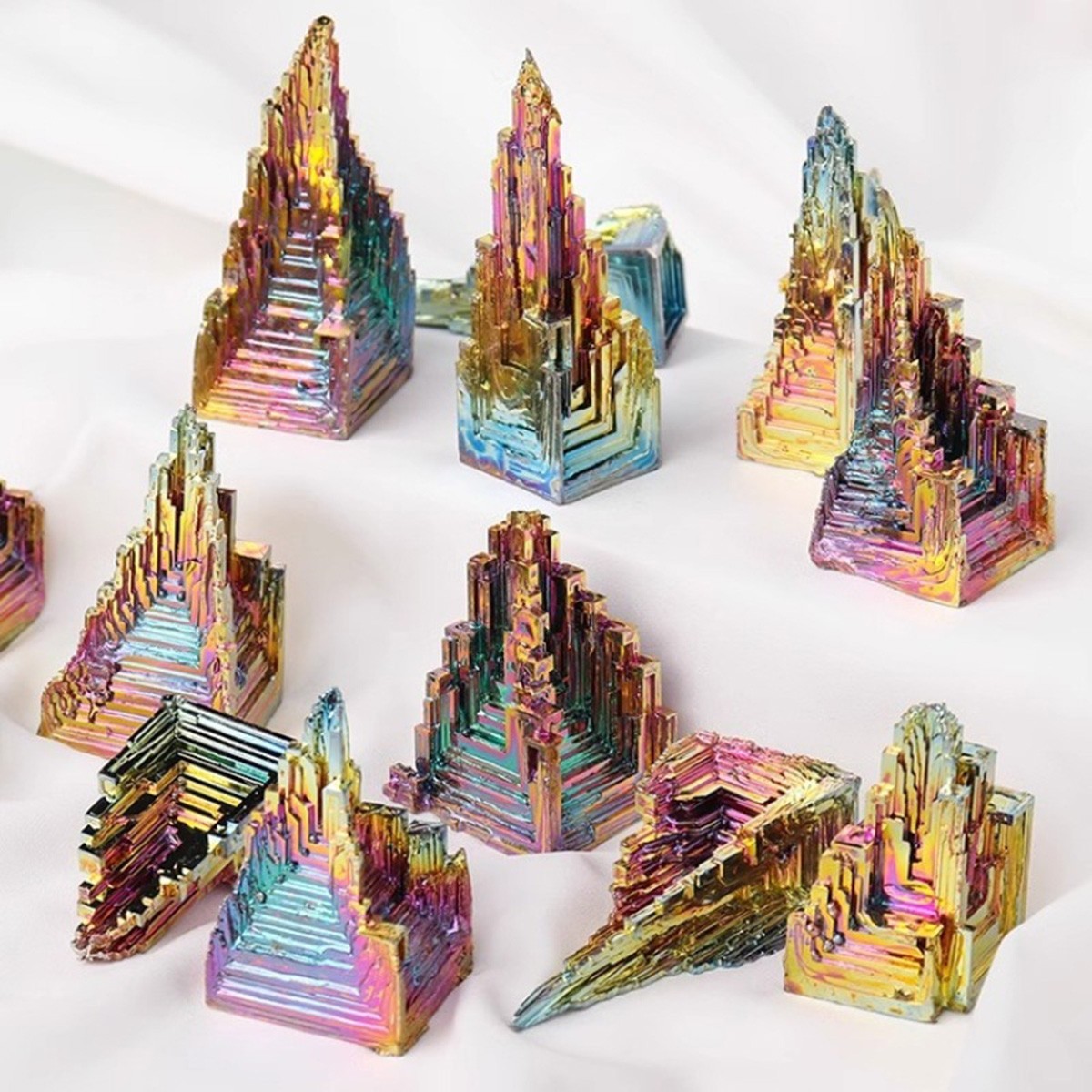 Rainbow Aurora Bismuth Quartz Crystal Geode Mineral Specimen Bismuth Ore Tower