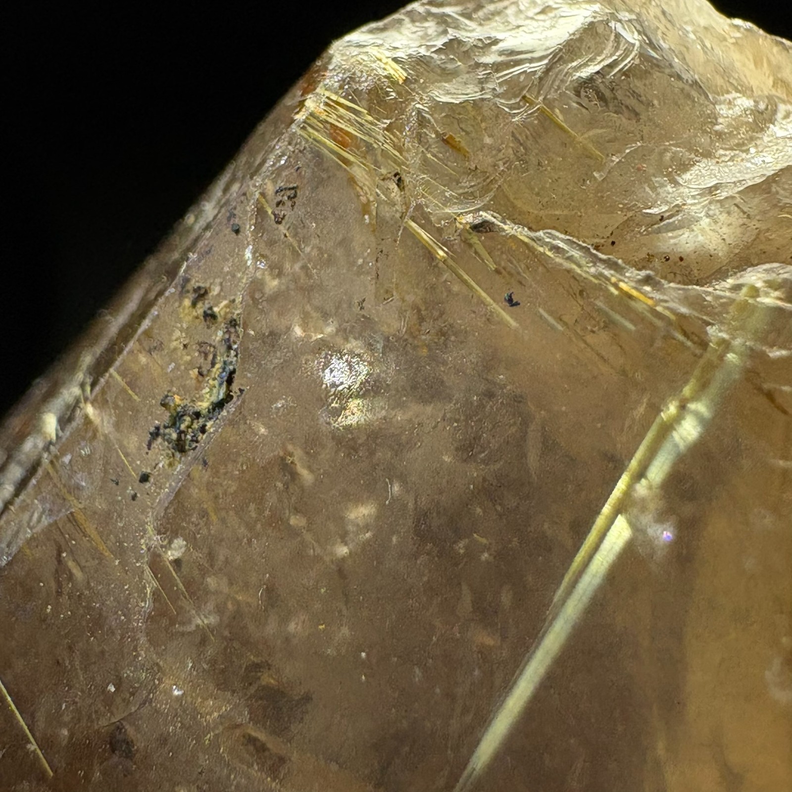 Natural Crystal Smoky Quartz with Golden Rutile Inclusion Meditation Healing 727