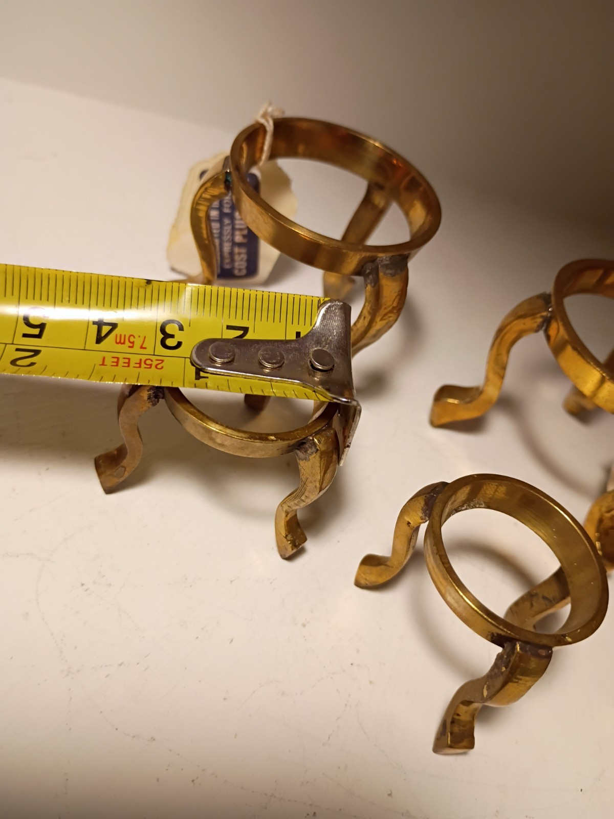 Vintage Solid Brass Egg Holder Stand Set Of 6 3 Large 3 Small Some Tags India