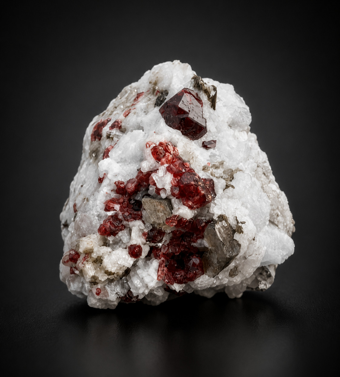 Natural Red Garnet Crystal Cluster In Feldspar Mica Specimen | Skardu Pakistan.