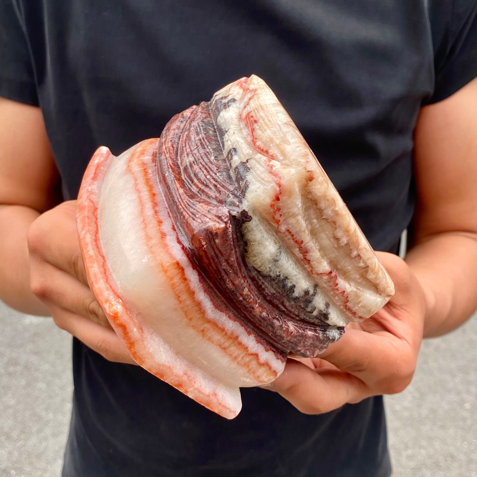 4.2LBNatural Pork Belly Stone Meat Shape Calcite Feng Shui Home Display Ornament