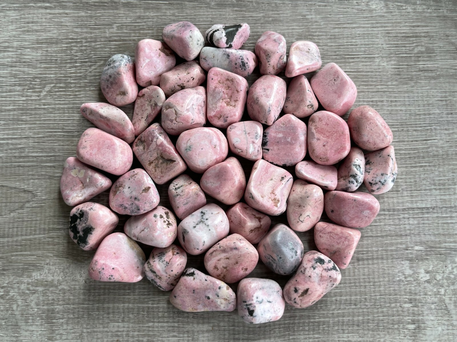 Rhodonite Tumbled Stones, 0.75″ -1.25″ Tumbled Rhodonite Crystals, Pick A Weight