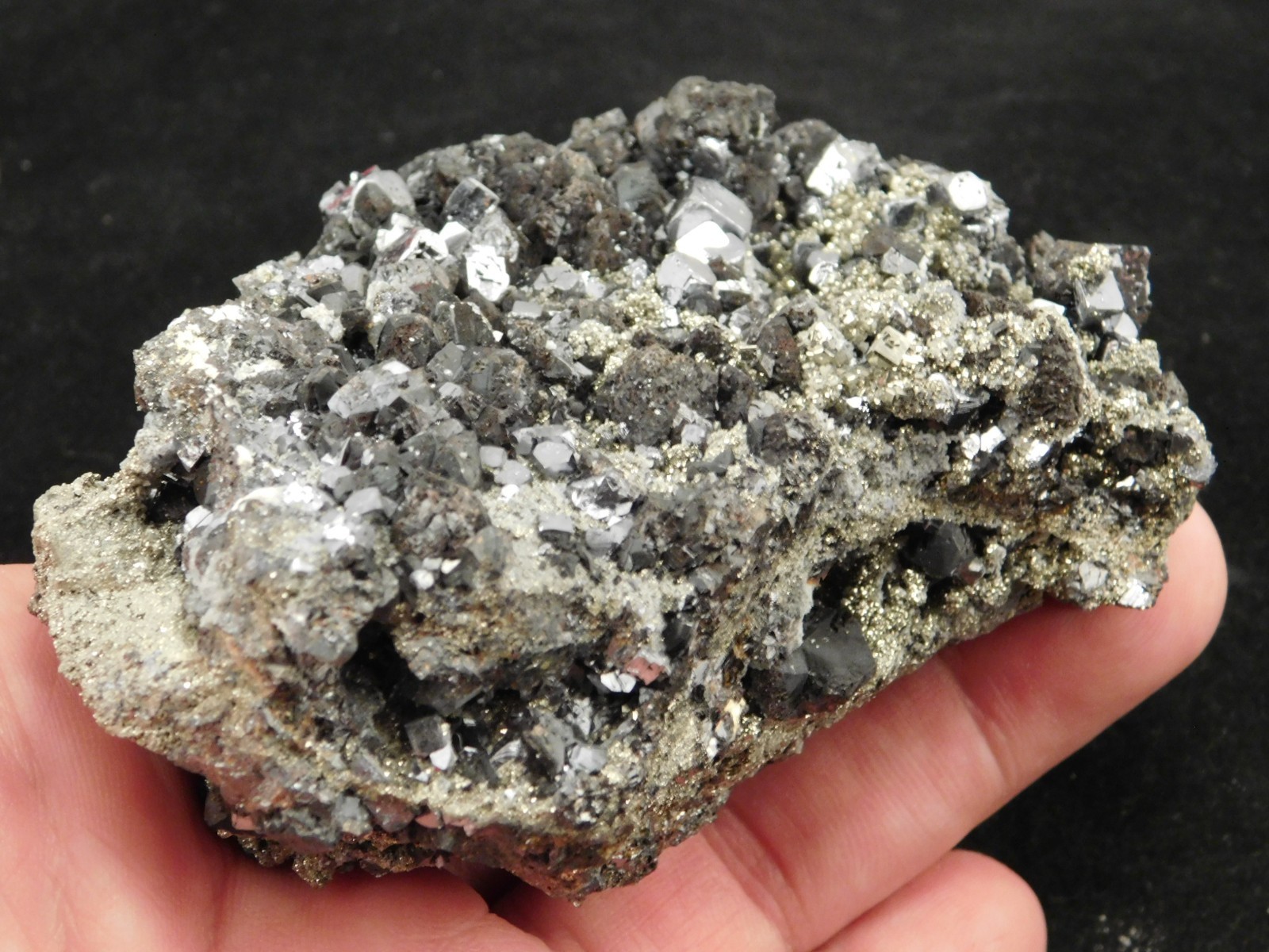 Big! Galena Crystal CUBE Cluster with Druzy PYRITE and Sphalerite Peru 538gr