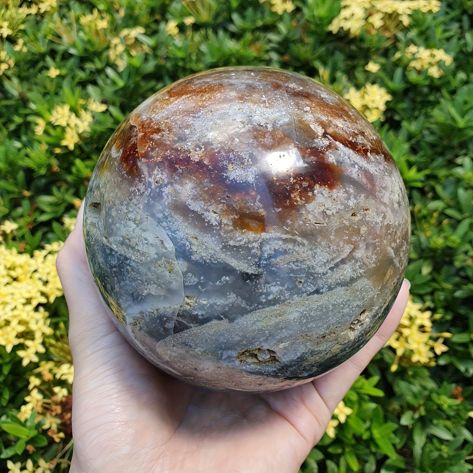 Random Natural Ocean Jasper Crystal Sphere Quartz Ball Healing Reiki Decor Gift