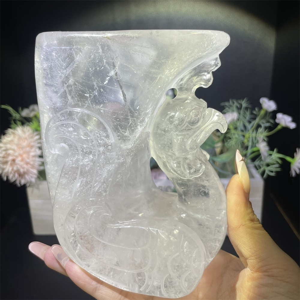 2.6LB 5.1″ Nartural Clear Quartz Art Cup Carved Crystal Reiki Quartz Decor Gift