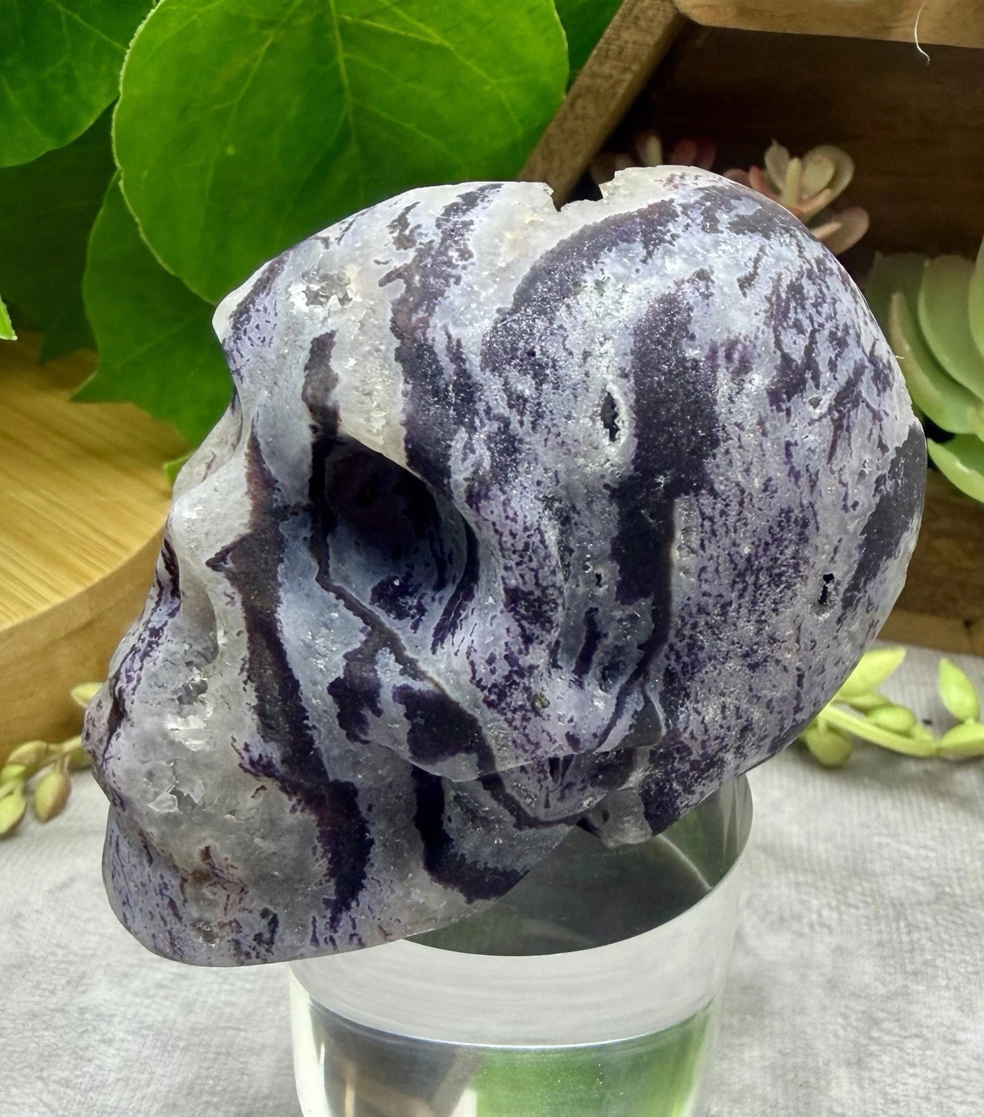Crystal 328g Purple Sphalerite Skull Quartz Druzy Specimen Mineral Cluster