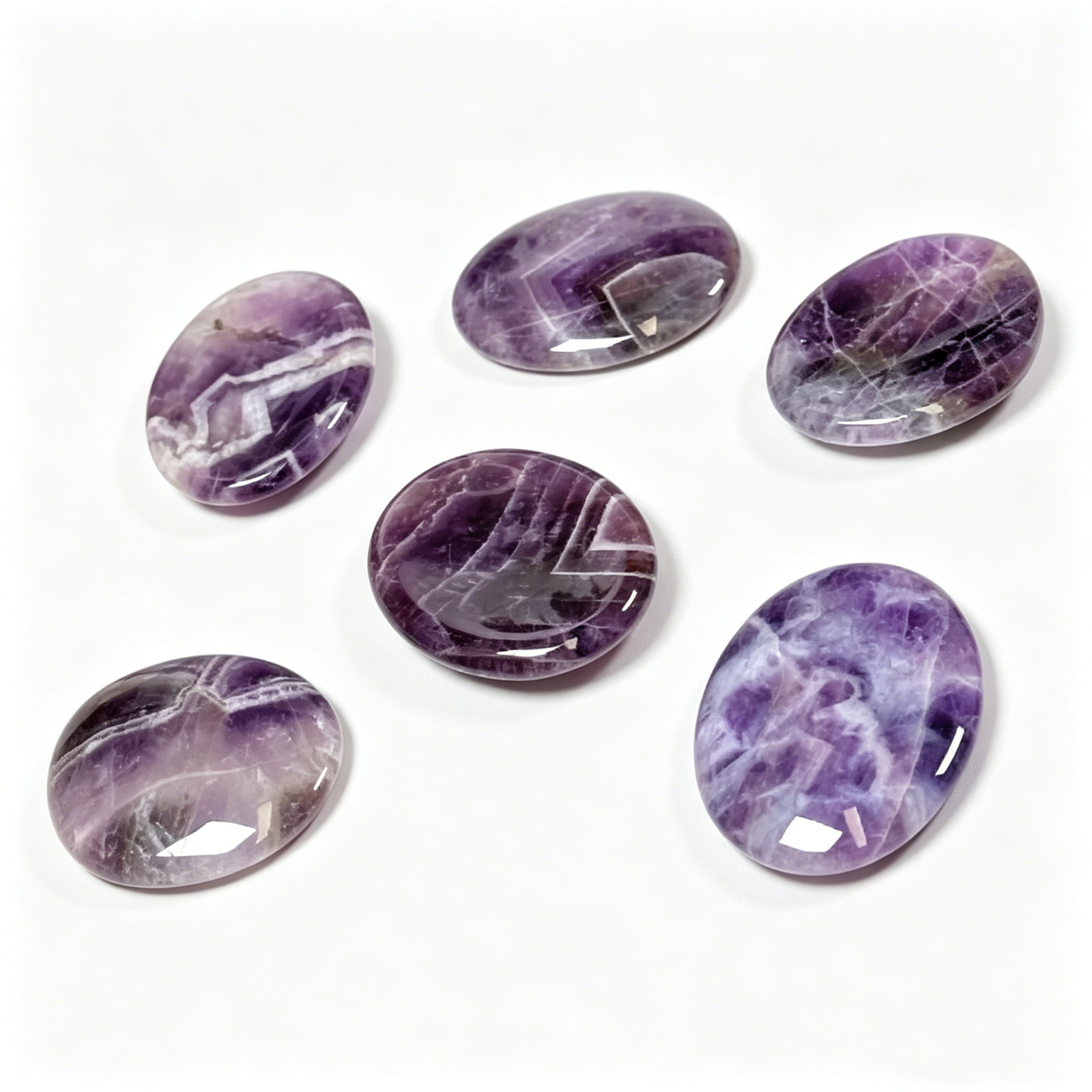 Amethyst Calming Stone Purple Pocket Worry Crystal Third-Eye Chakra Balance
