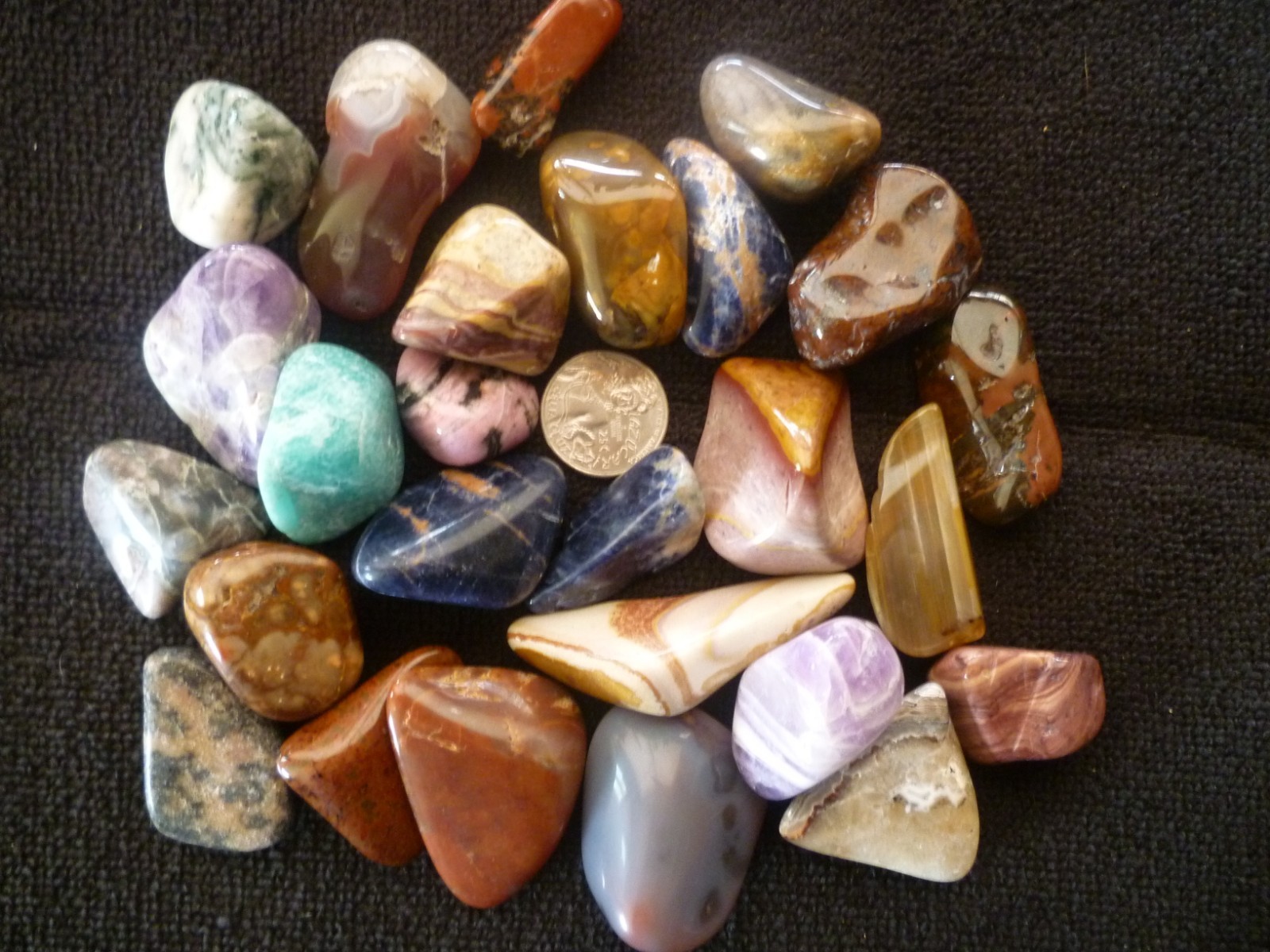 Mix Tumbled Polished Agates, Quartz, Jasper, Crystals – Lot 1 lb. Average 1.5″