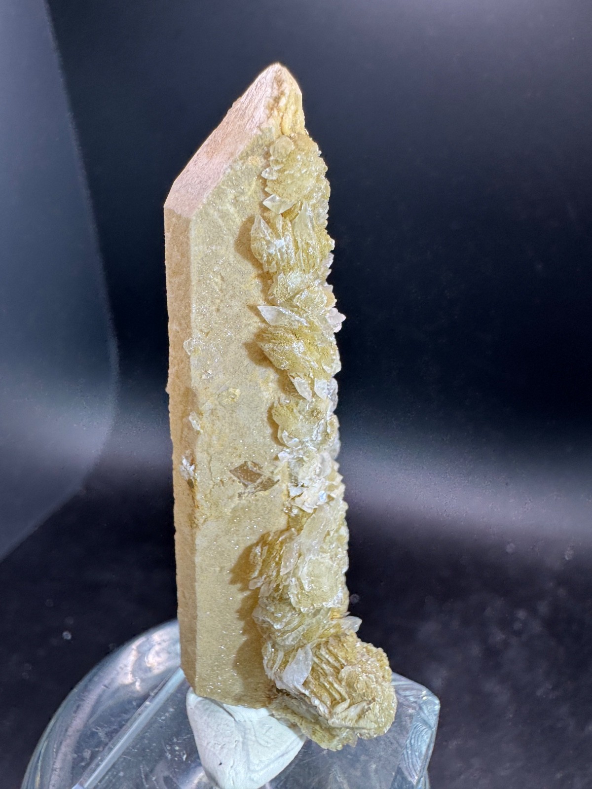 6631 Yellow Candle Quartz Point with Petal Calcite Inner Mongolia 28g