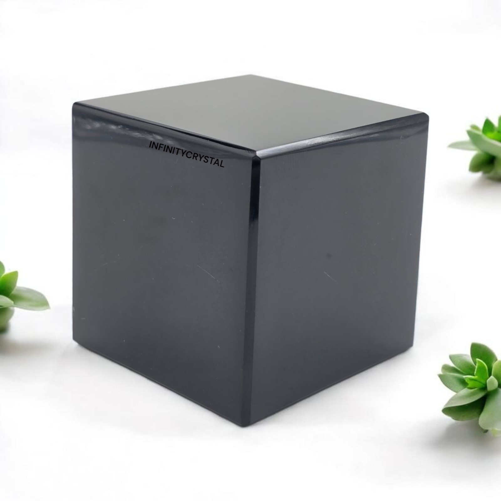 Handmade Obsidian Cube | 55mm Polished Crystal – Zen Desk Meditation Decor Stone