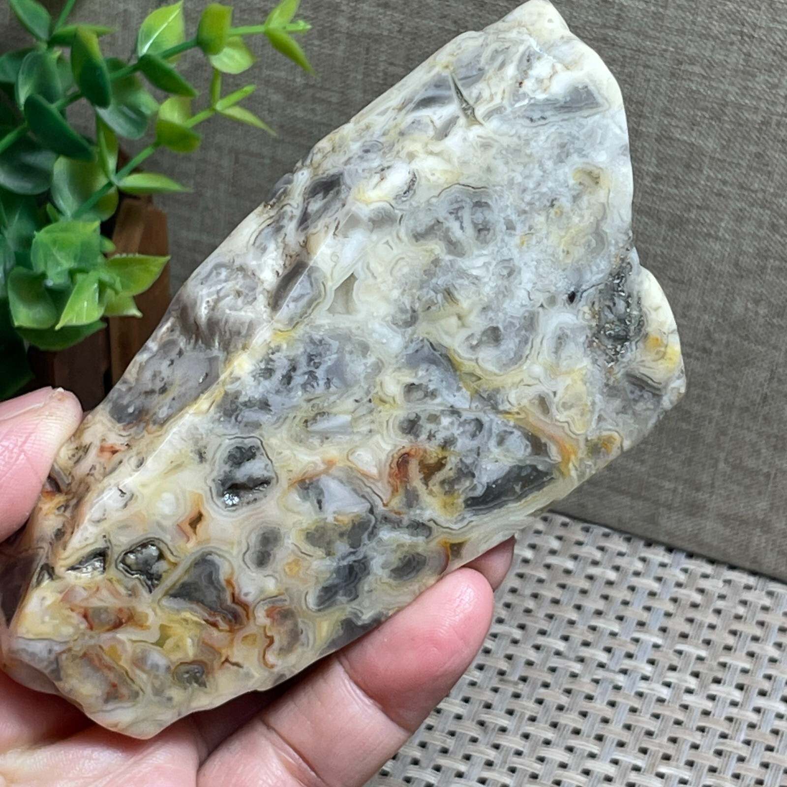 Mexican Crazy Lace Slab, Rough, Agate, Cabbing Lapidary Specimen stone 205g A100