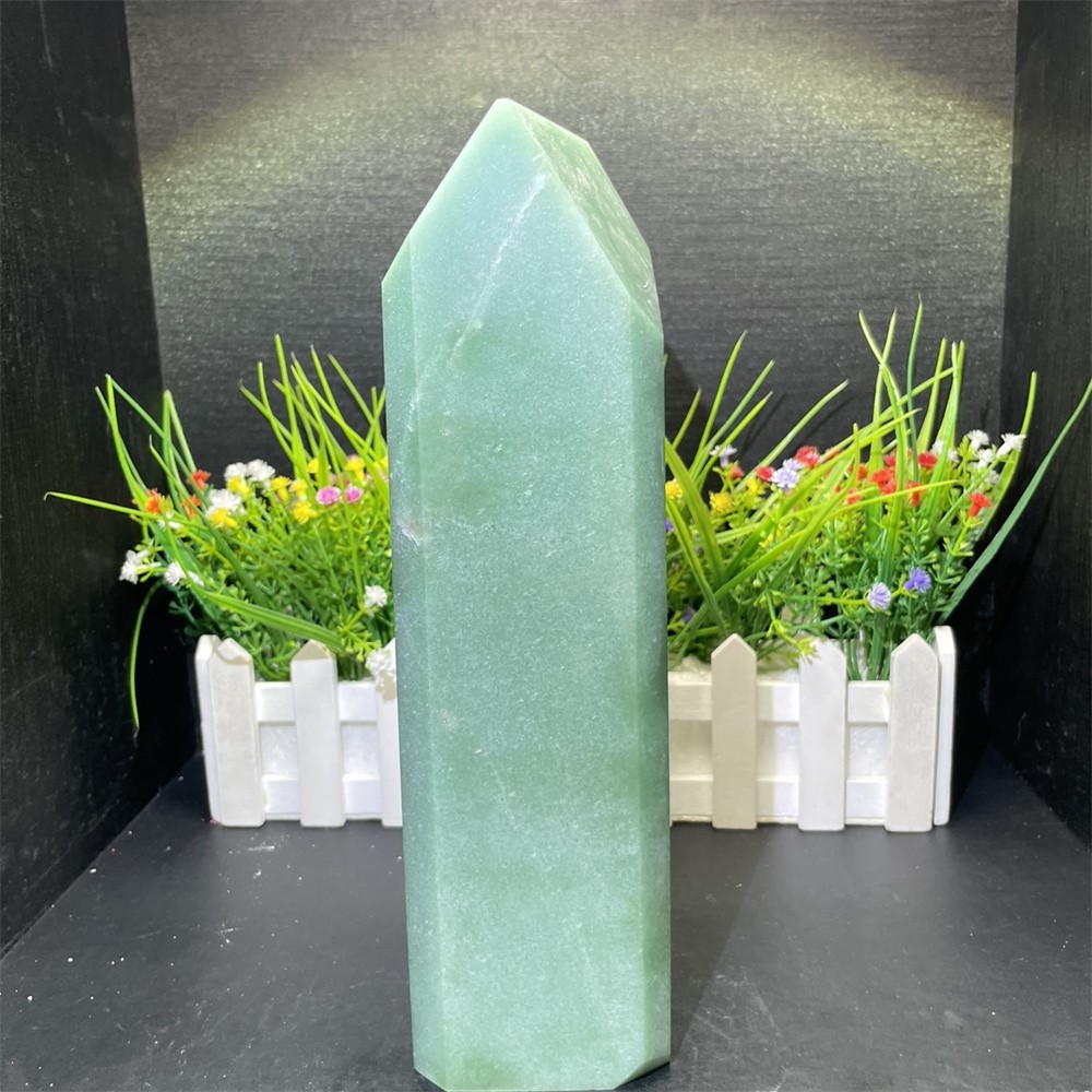 8LB 9.8″ Natural Green Aventurine Obelisk Tower Crystal Quartz Reiki Cuttable
