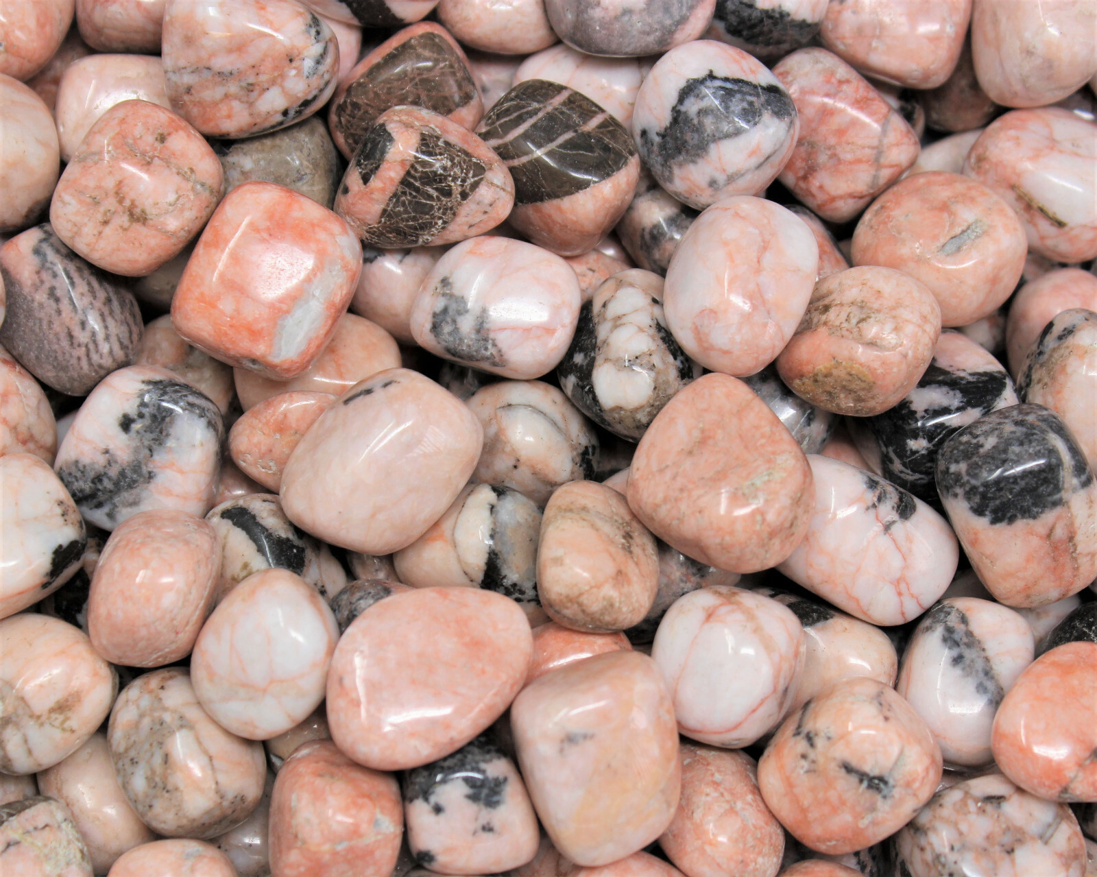 2 lb Bulk Lot Pink Zebra Jasper Tumbled Stone (Zebra Marble, Zebra Agate)