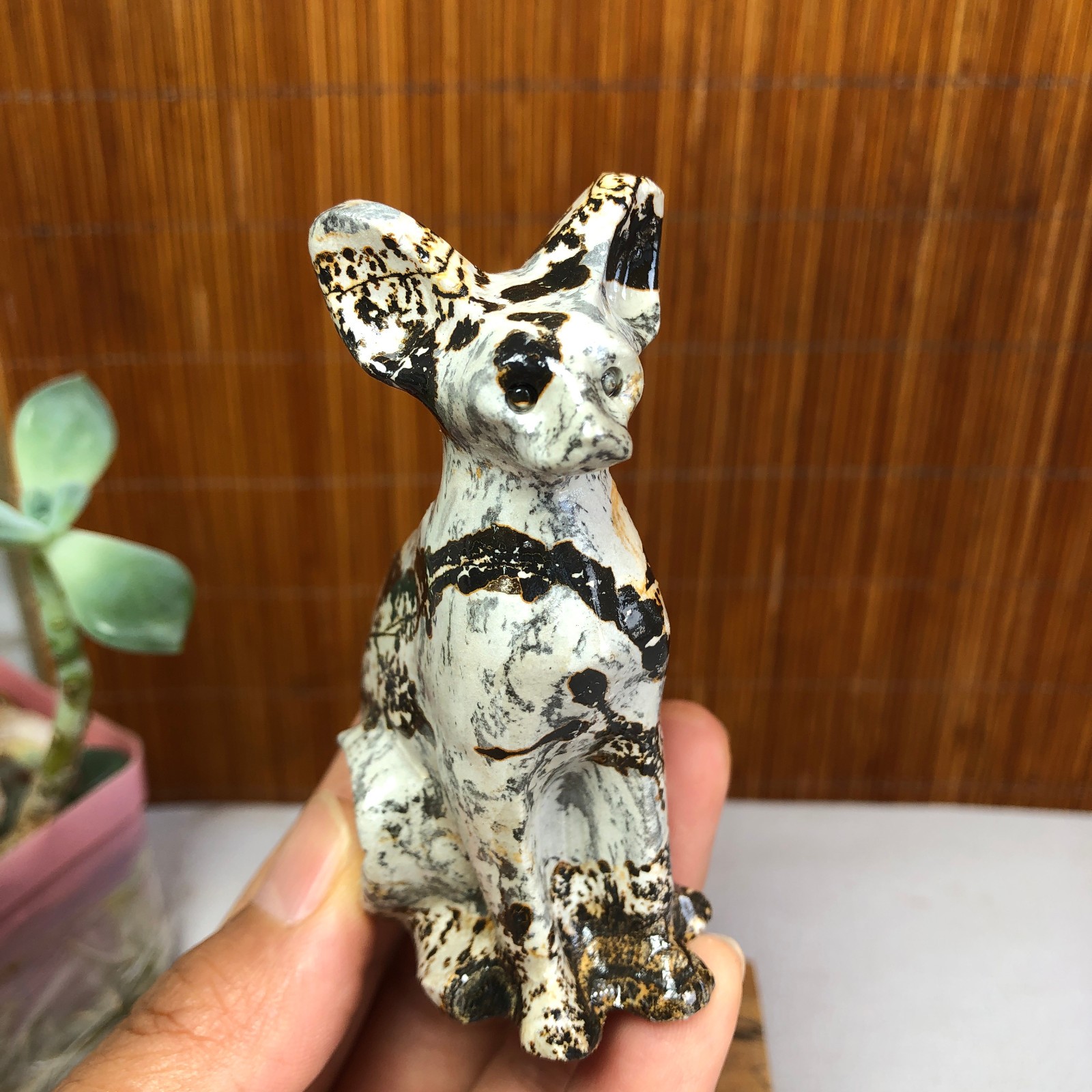 Rare Natural Traditional Chinese Painting Hand Carving Animal Model 109g g8393