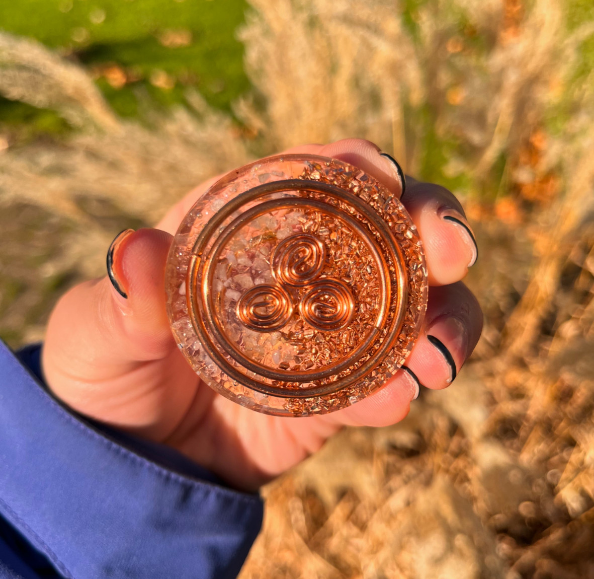 Pocket OG ORGONITE made of COPPER, METAL, Clear Quartz and RESIN Handmade