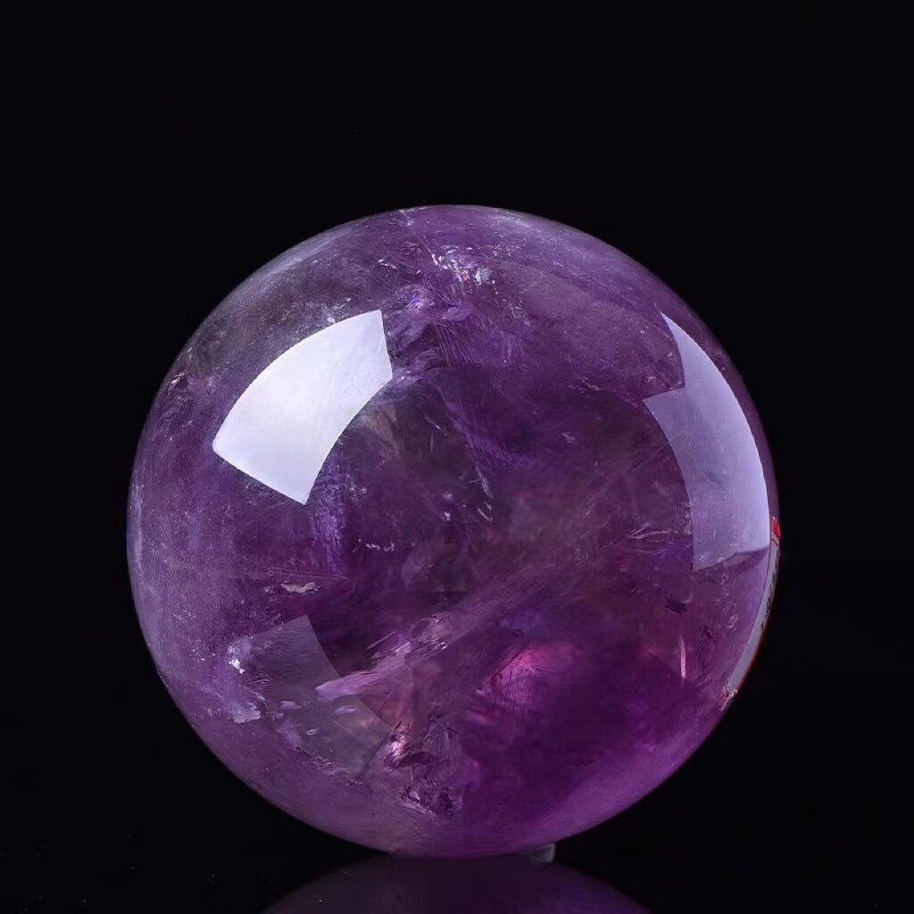 Natural Amethyst Crystal Magic Ball Sphere Healing Reiki Gemstone + Stand 50mm