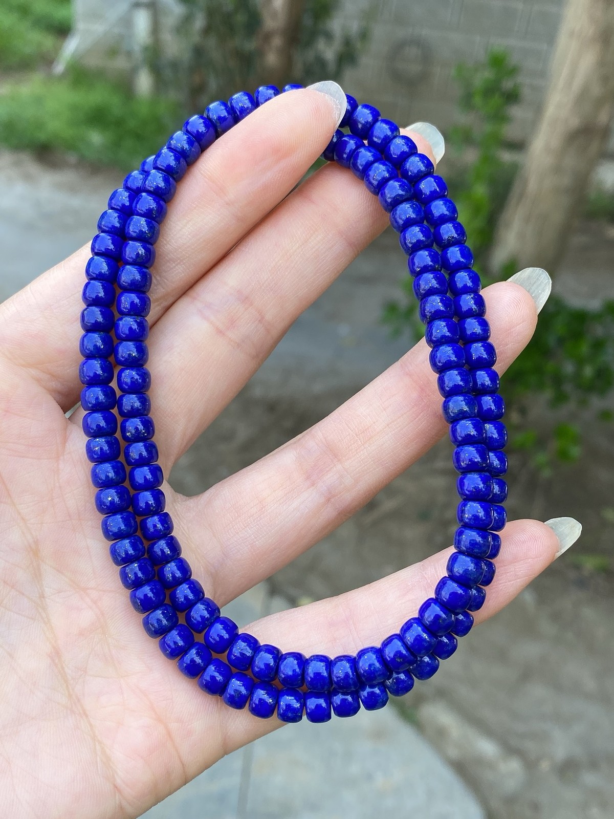 Premium Old Shape Lapis Bead Multi Strand Smooth Polished Ethnic Style Bracelet
