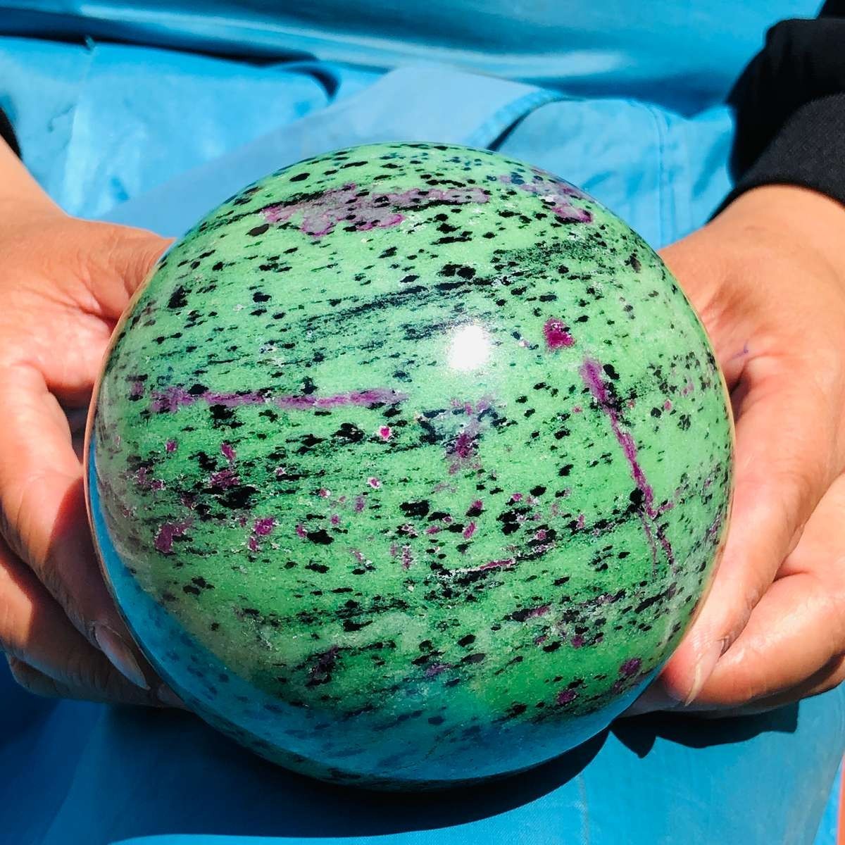 4.99LB Rare Natural Red and Green Treasure Ball Quartz Crystal Aura Healing 5149