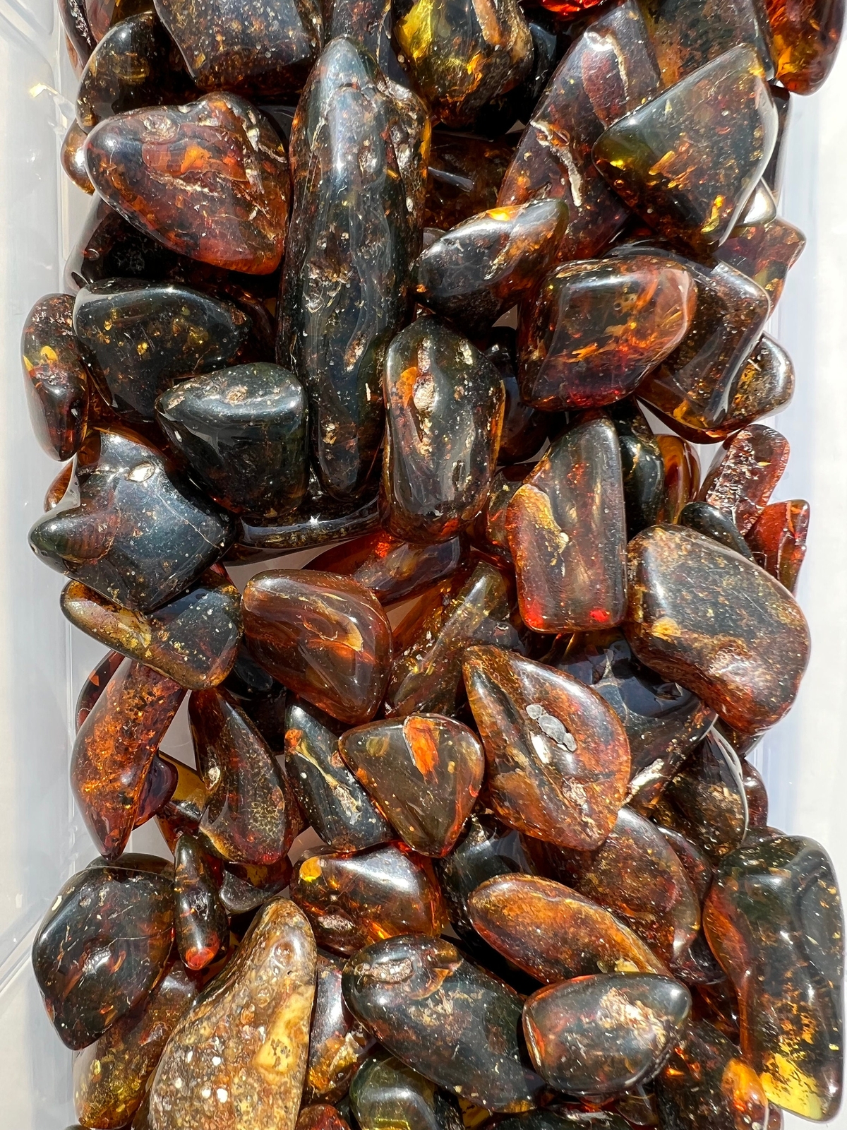 Baltic Amber Tumbled Stone, Dark Natural Baltic Amber from Indonesia