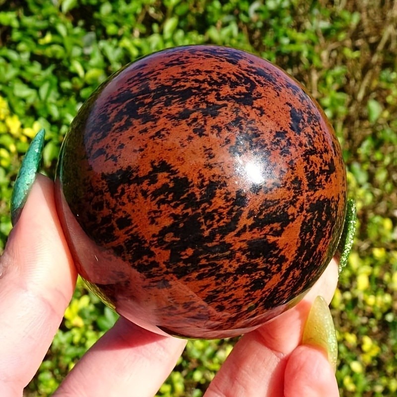 60-70mm Crystal Red Obsidian Stone Sphere Polished Quartz Home Office Decor