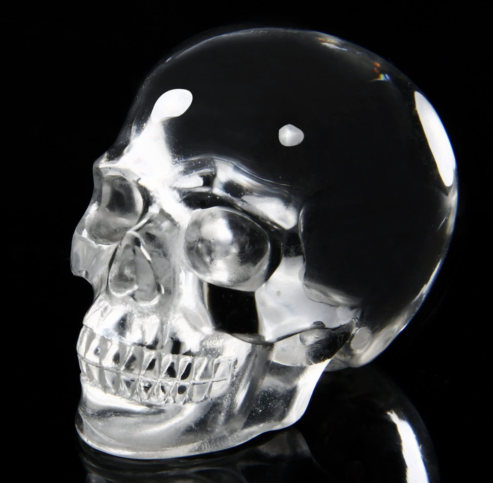 2.0″ K9 Crystal Skull, Hand Carved Gemstone Fine Art Sculpture, Reiki Healing…