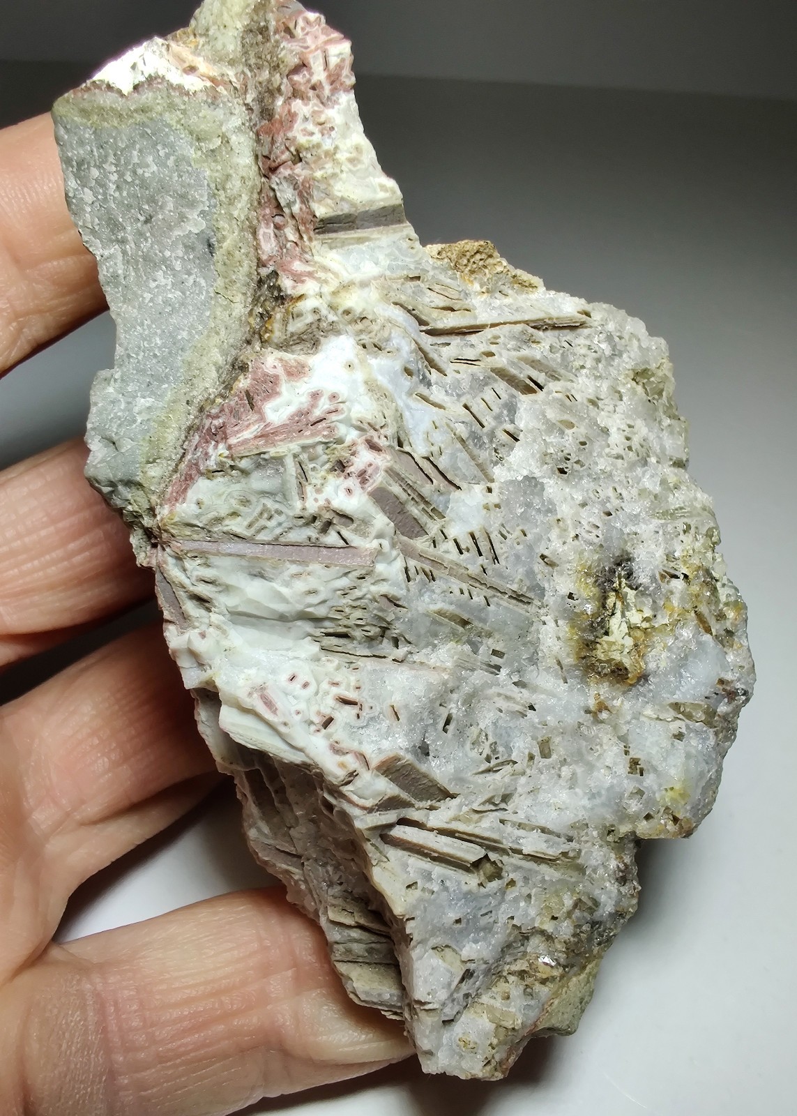 Anhydrite Quartz pseudo on matrix. Paterson, New Jersey. 209 grams.