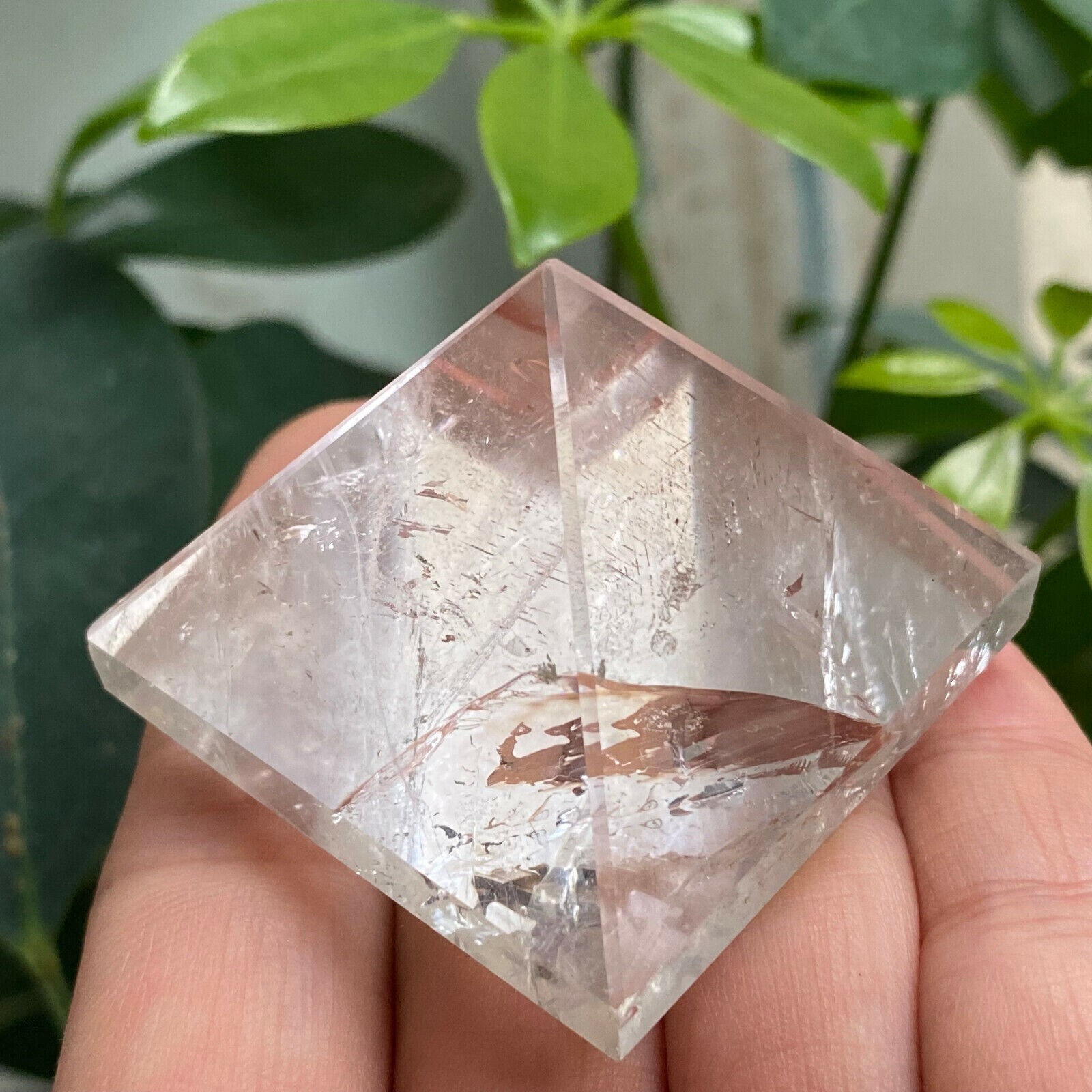 1PC Natural clear crystal Quartz Pyramid Carved Crystal Point Reiki healing 40mm