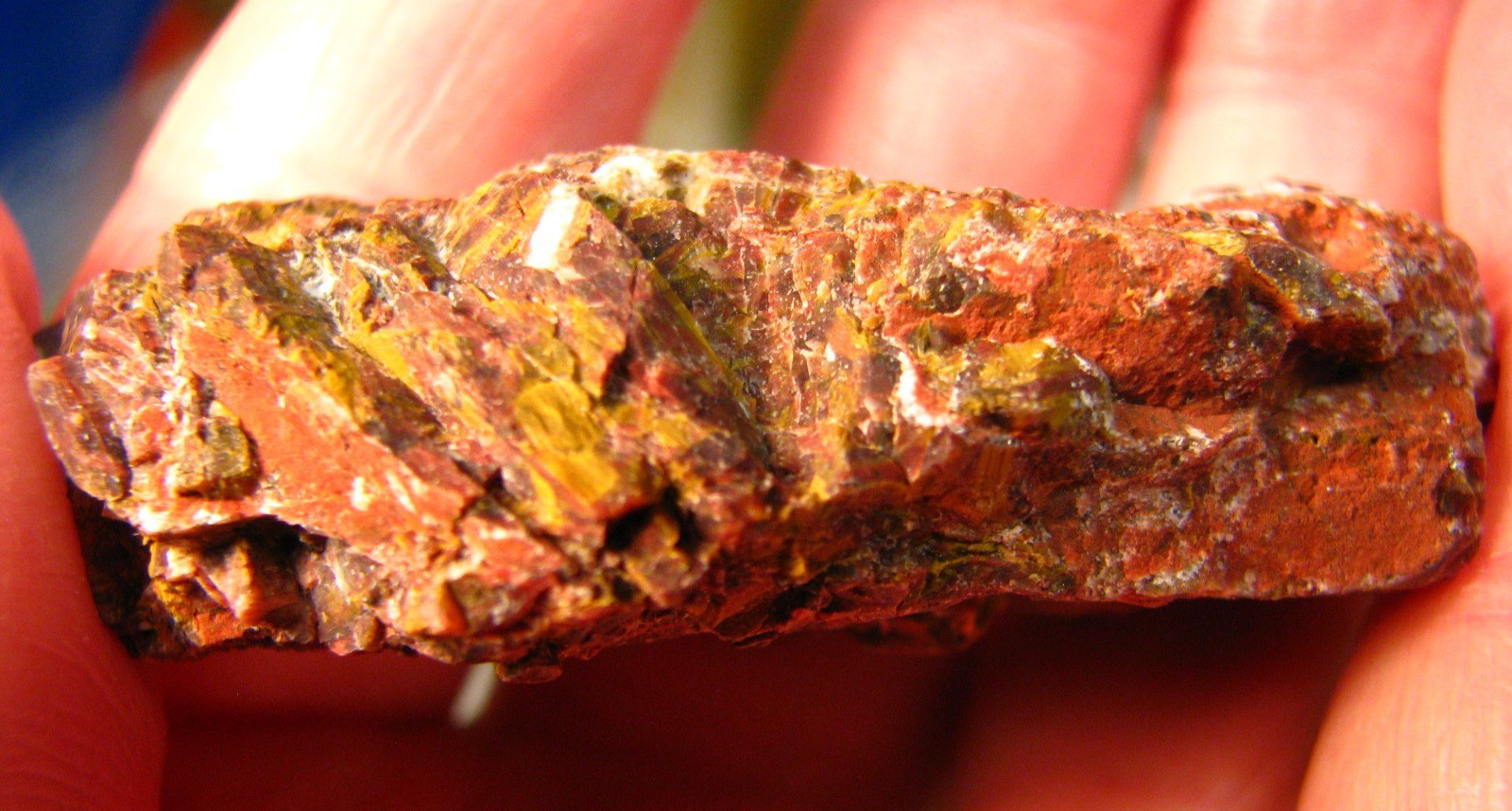 49g 2.4×1.6x.7inch RED PIETERSITE ROUGH W/YELLOW NAMIBIA #186