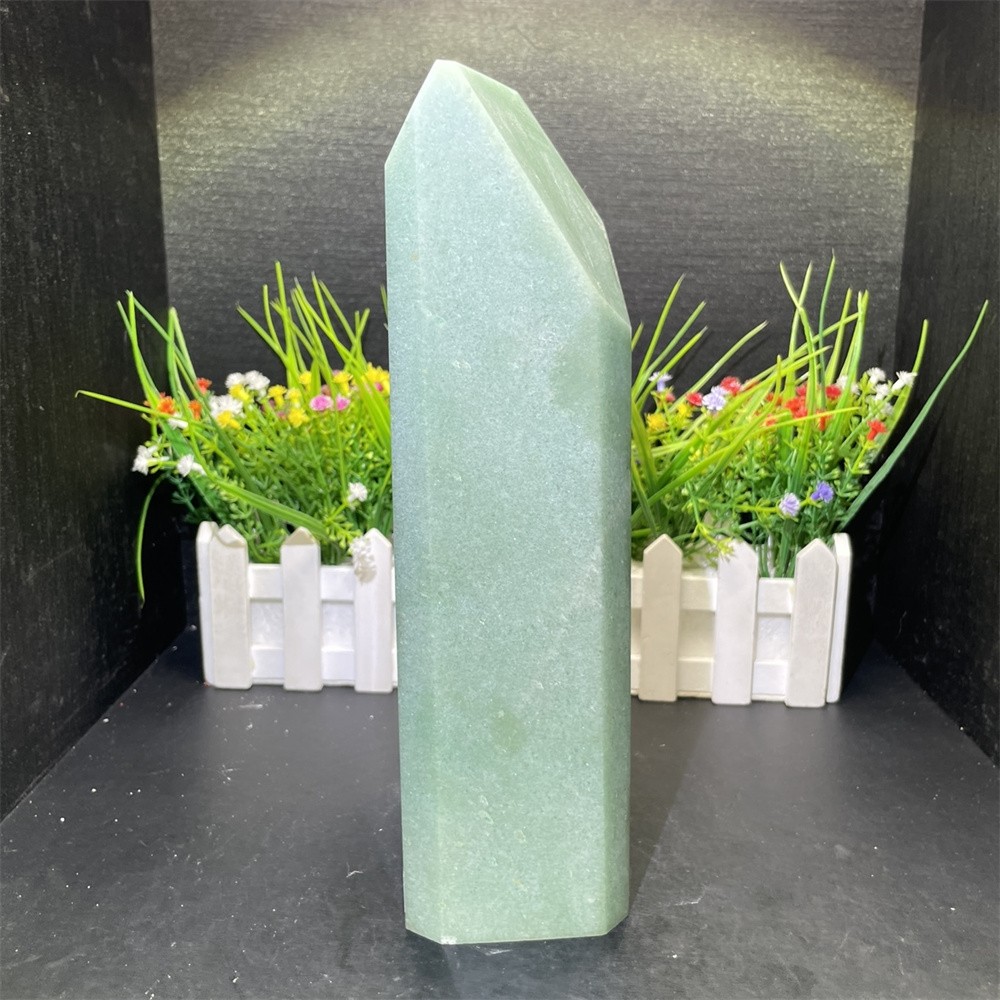 8LB 9.8″ Natural Green Aventurine Obelisk Tower Crystal Quartz Reiki Cuttable