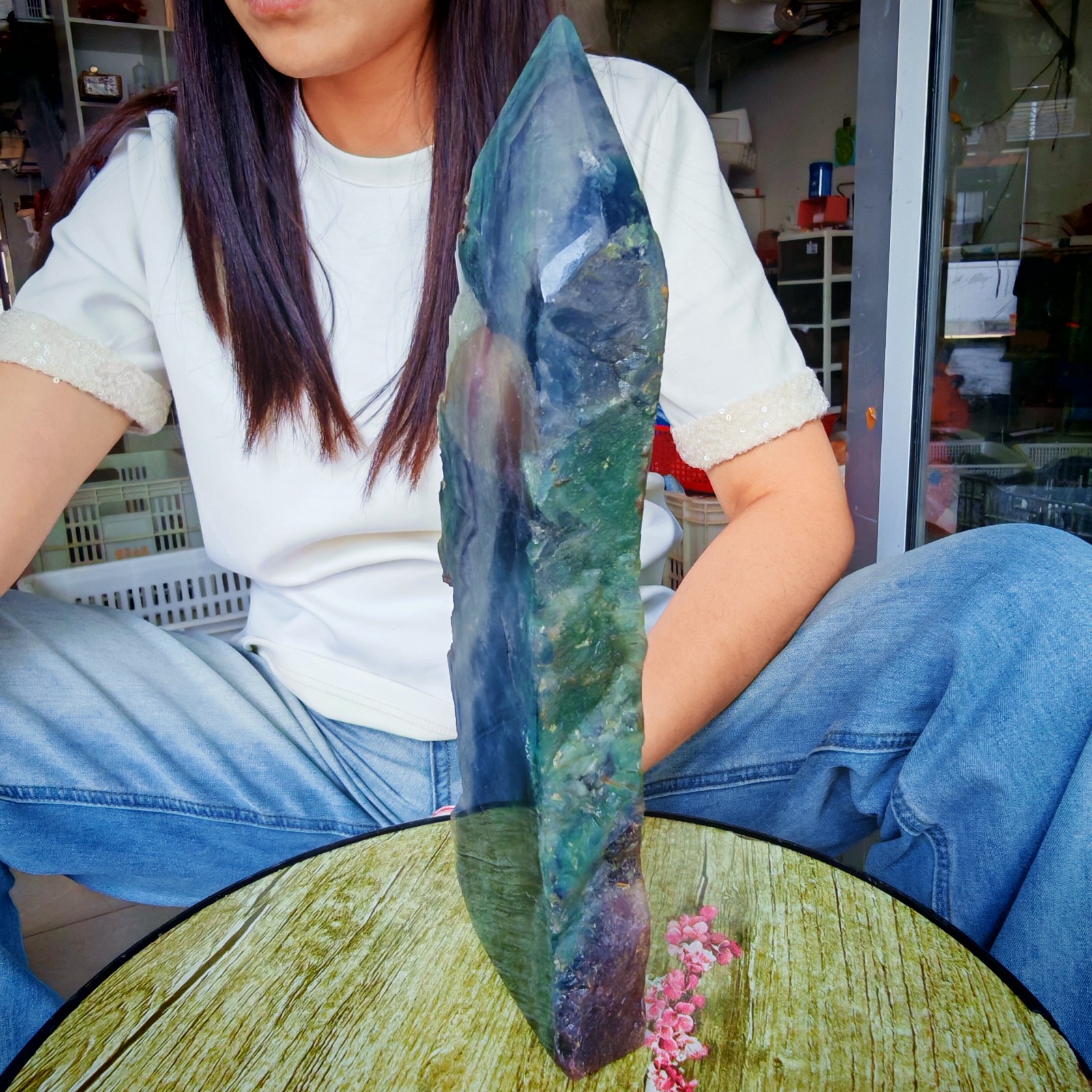 3.85LB Restoration of Natural Colored Fluorite Crystal Specimens 1750g